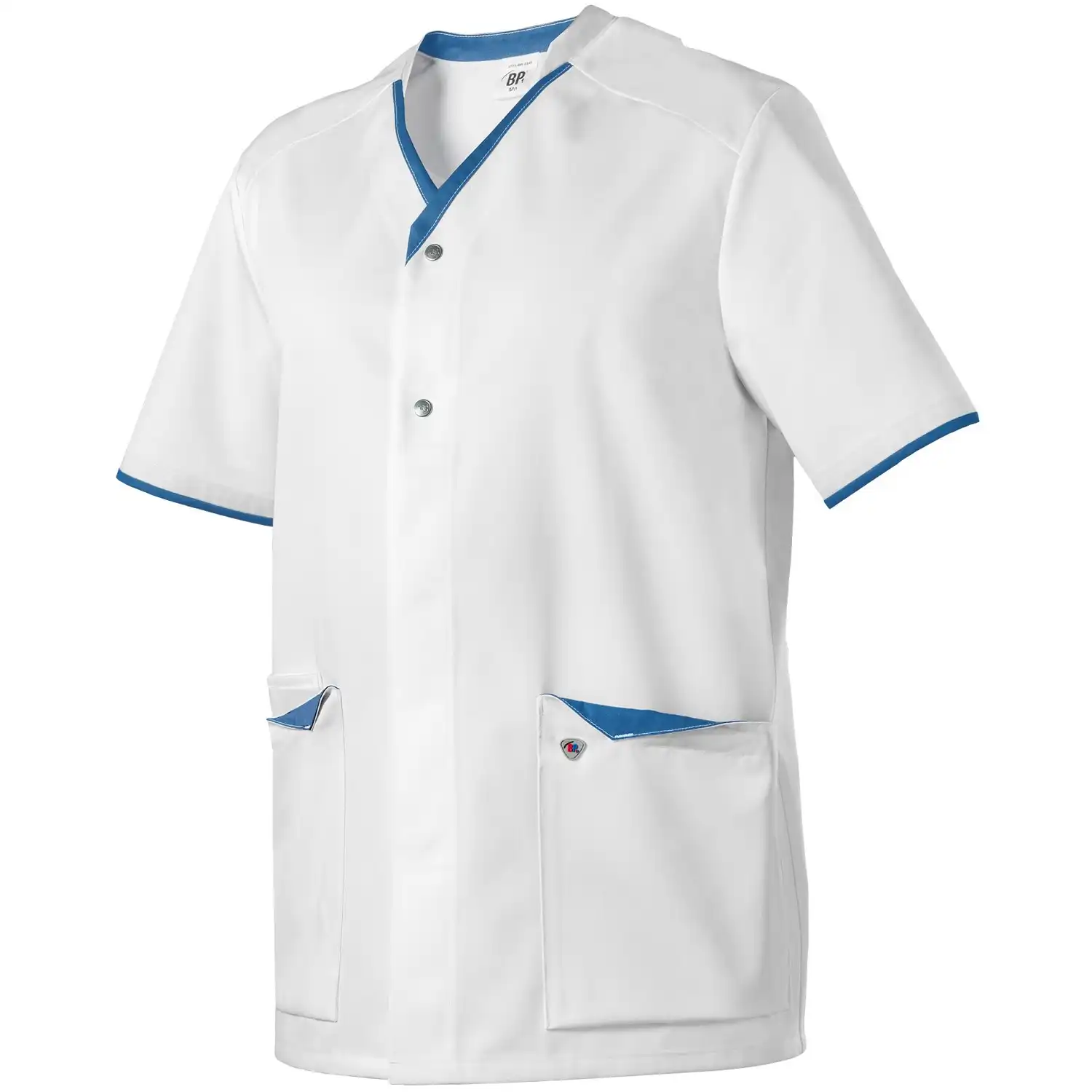 Kasack "1703-485" Med & Care in weiß/azurblau, XS - Thumbnail 1