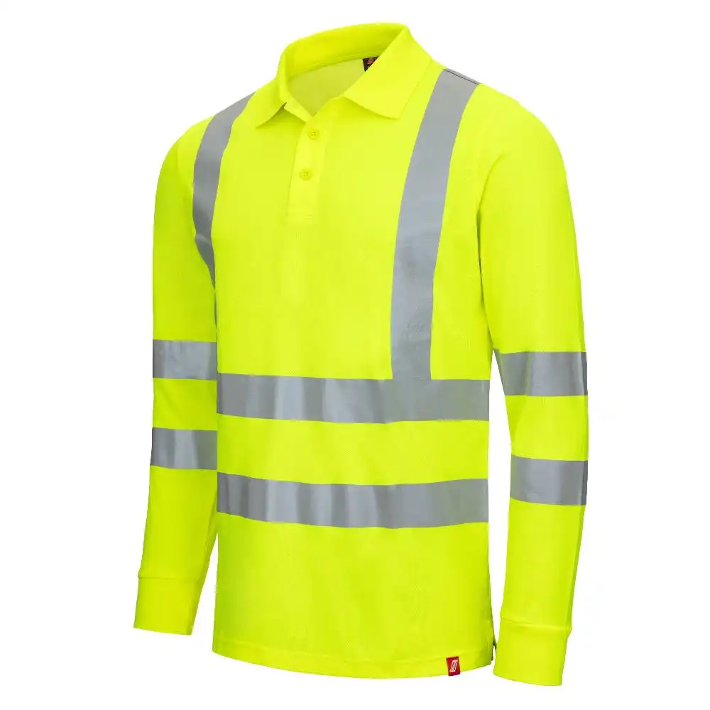 Warnschutz Langarm Polo-Shirt Kl. 3 "MOTION TEX VIZ" UV-Schutz in gelb, L - Thumbnail 1