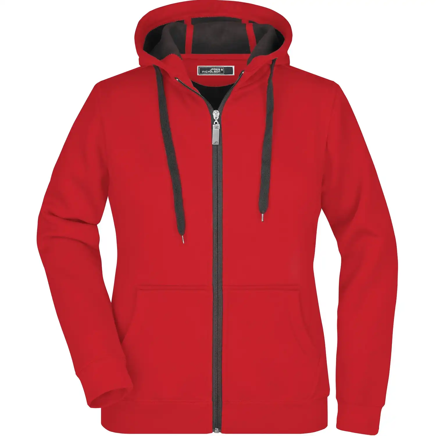 Damen Kapuzen-Sweatjacke Doubleface "JN354" in red, L - Thumbnail 1