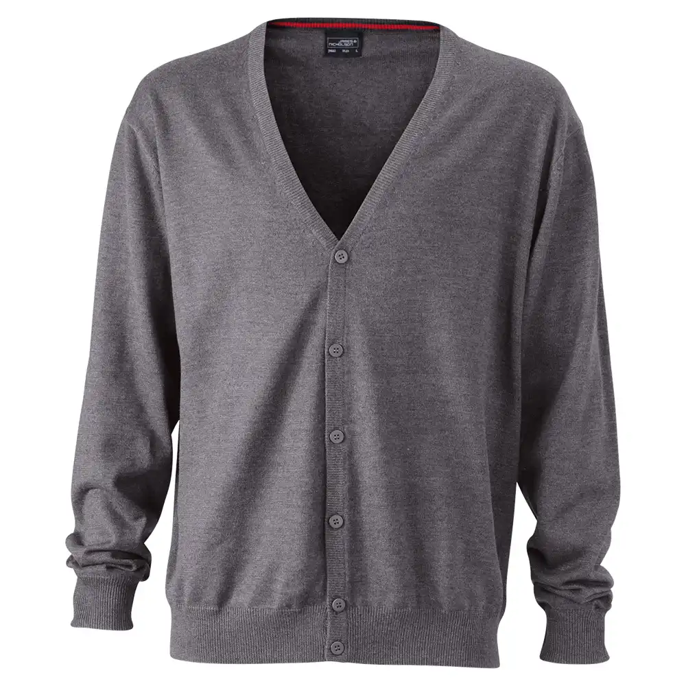 V-Neck Cardigan "JN661" in anthracite-melange, 3XL - Thumbnail 1