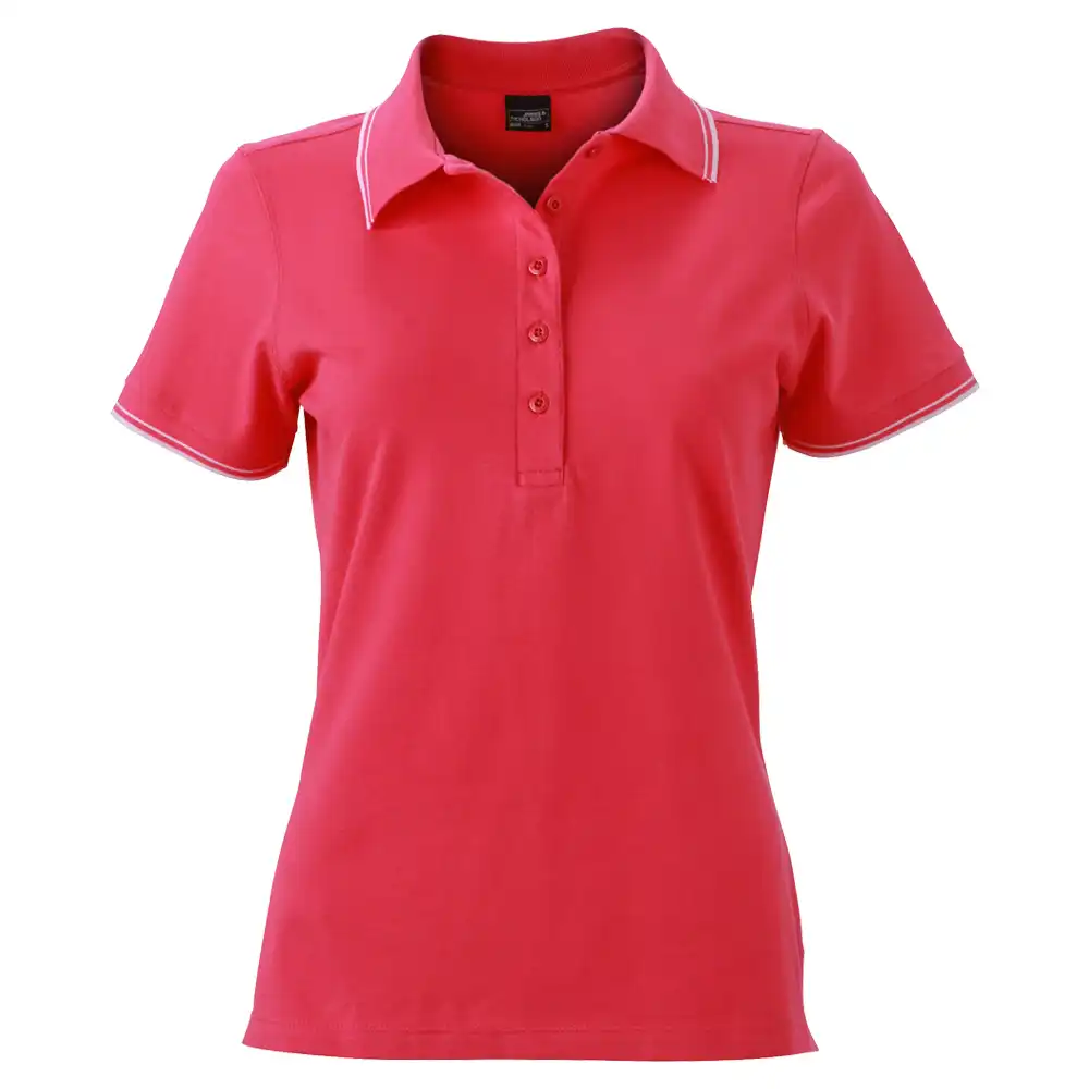 Damen Polo-Shirt "JN985" in pink/white, L - Bild 1