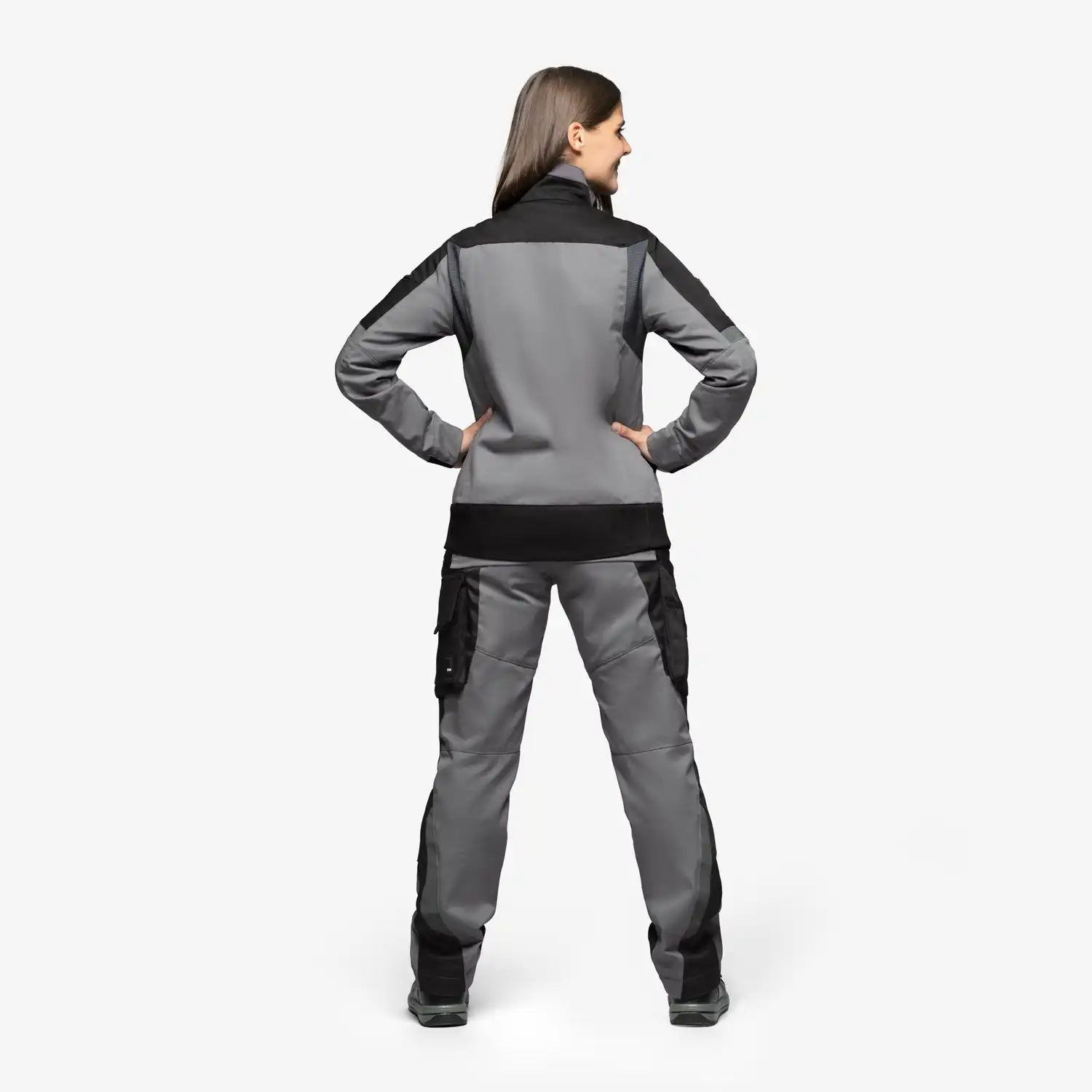 Damen Arbeitsjacke "ANDREA" in grau/schwarz, M - Thumbnail 2