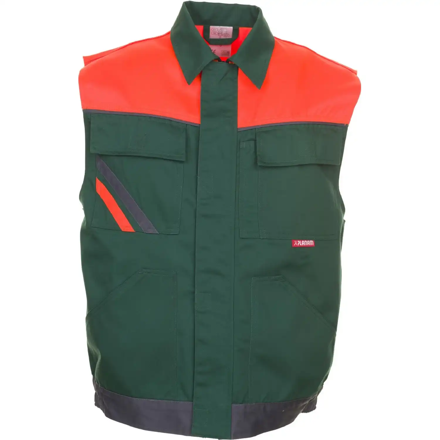 Arbeitsweste "VISLINE" in grün/orange/schiefer, 4XL - Thumbnail 1