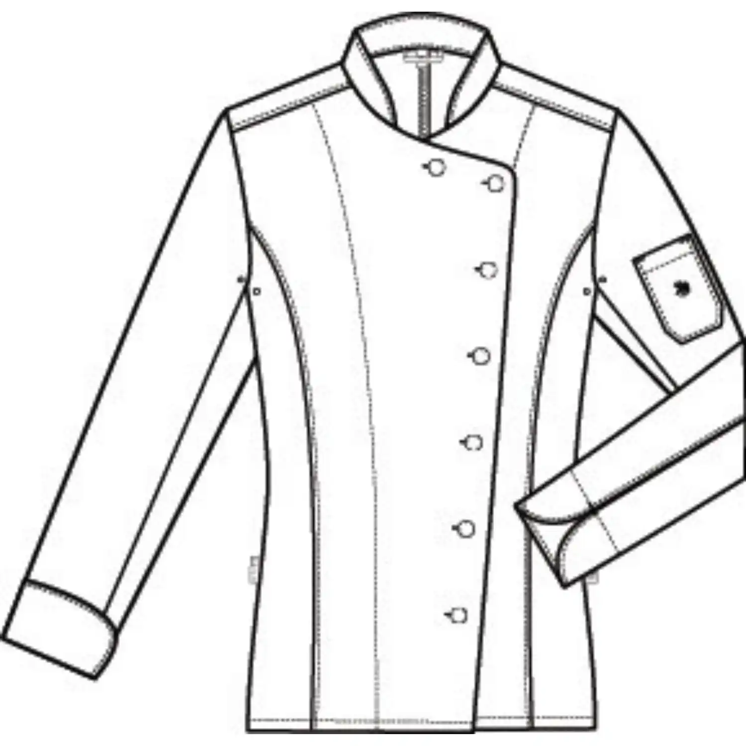 Damen-Kochjacke mit Stoffkn&ouml;pfen &quot;5416&quot; in 3XL - Thumbnail 4