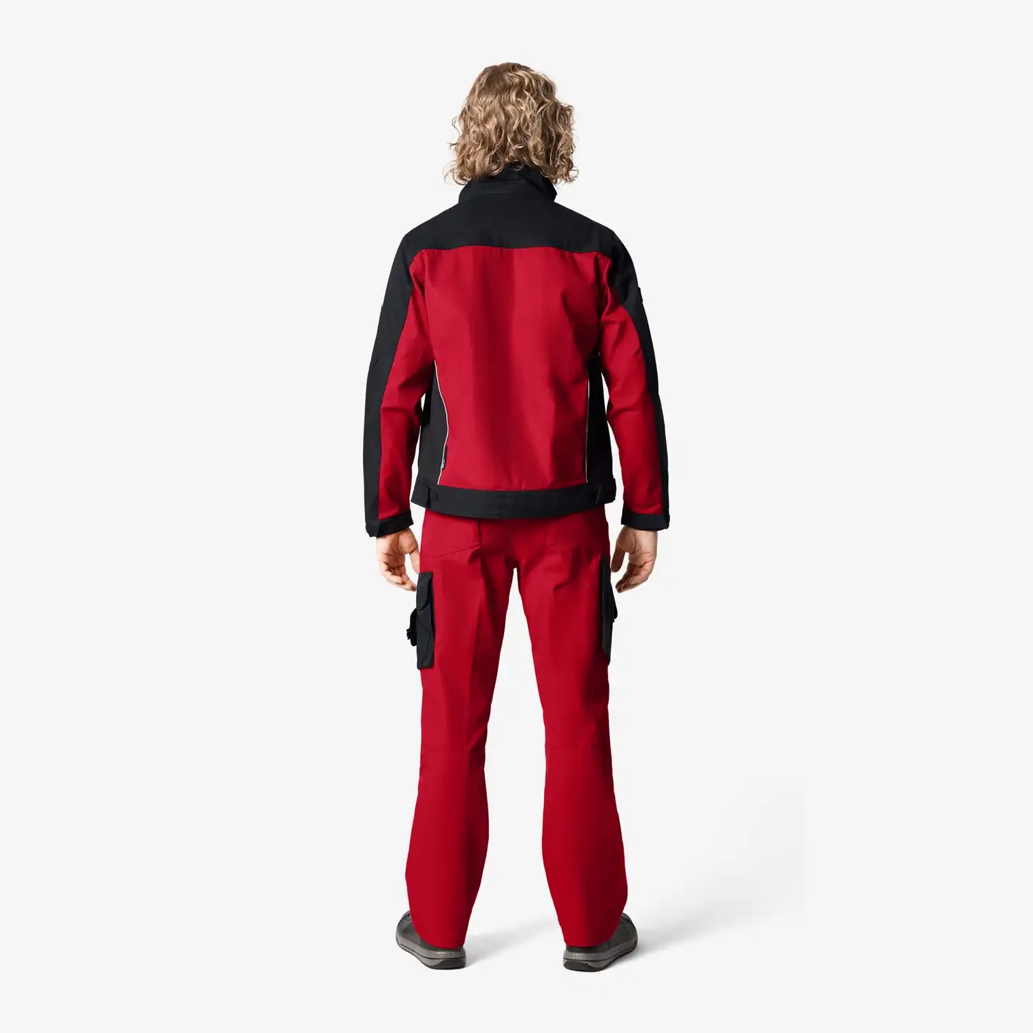 Premium Arbeitsjacke ERNST "Twill 300" in rot/schwarz, XL - Thumbnail 2
