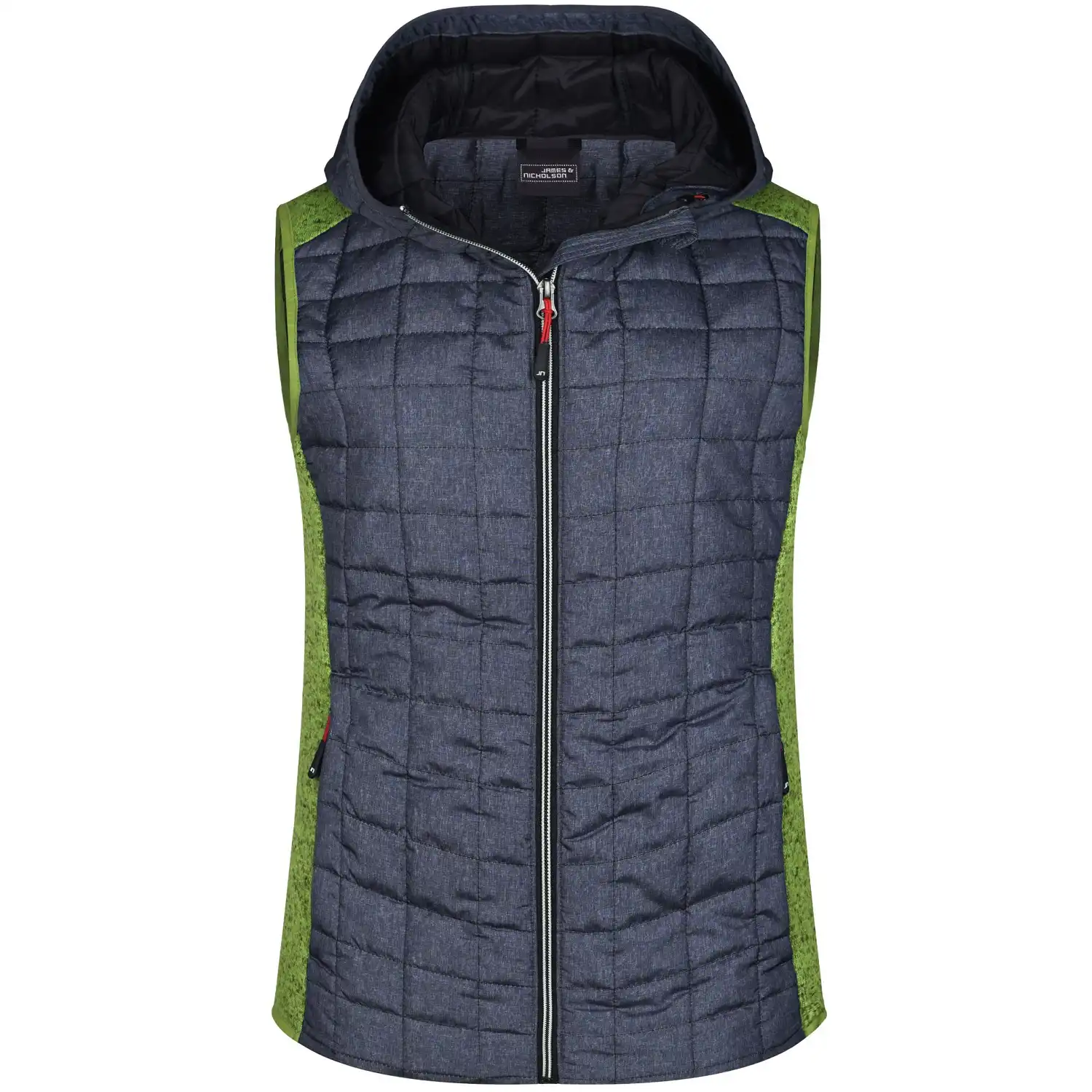 Damen Kapuzenweste "JN767" in kiwi-melange/anthracite-melang, S - Thumbnail 1