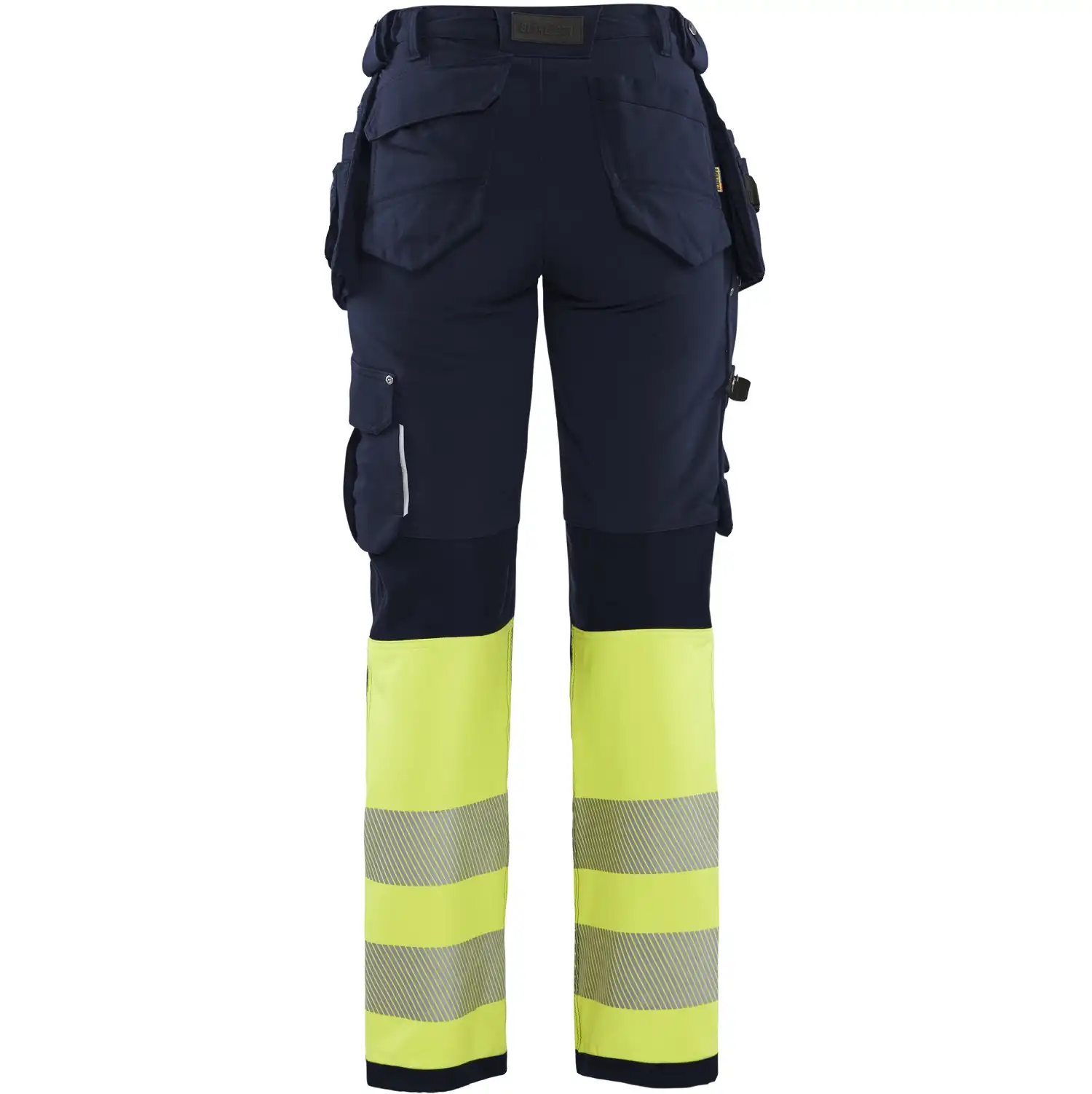 Damen Warnschutz Handwerkerhose "7193" in marine/gelb, C34 - Thumbnail 2