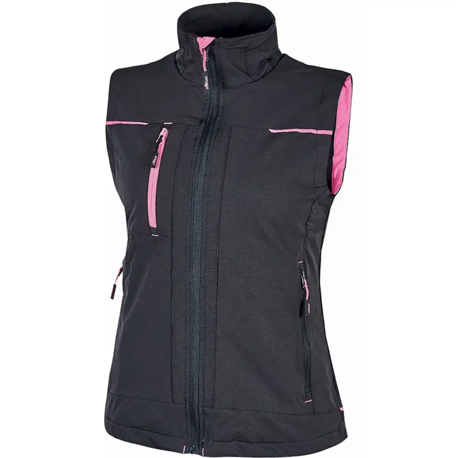 Damen Stretch Weste "SATURN LADY" in grey/fucsia, L (DE size: M) - Thumbnail 1