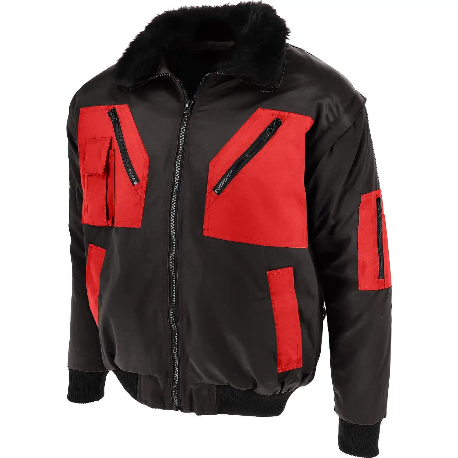 Pilotenjacke 4in1 Essential in schwarz/rot, M - Thumbnail 1