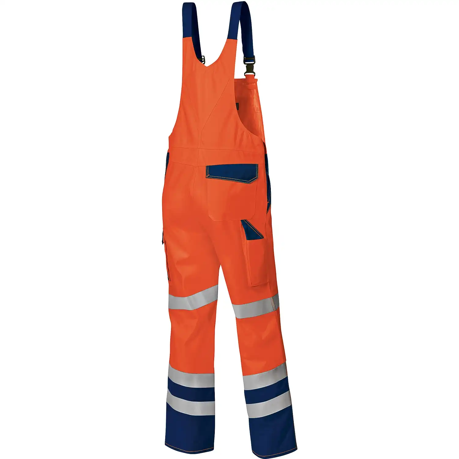 Warnschutz Latzhose "2011-845" Hi-Vis Comfort in warnorange/dunkelblau, 44 - Thumbnail 2