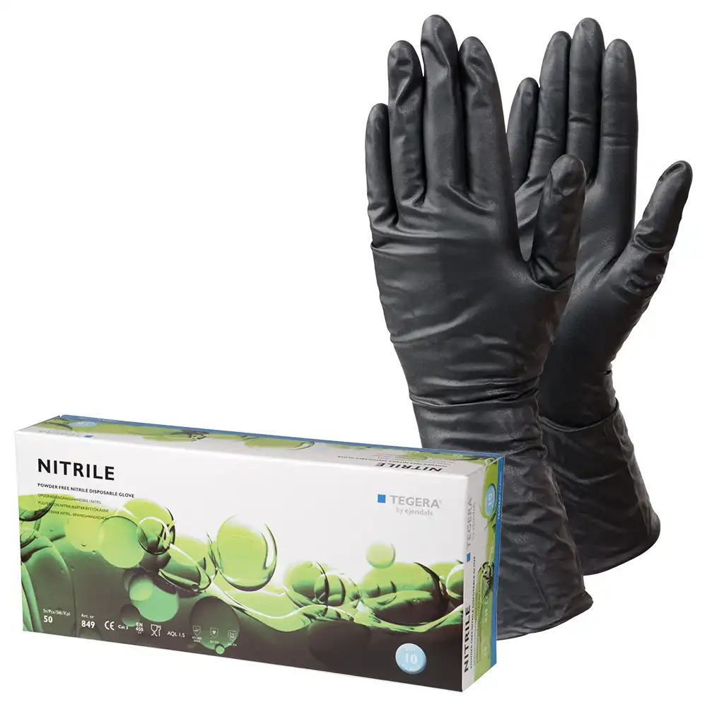 Nitril Einweghandschuhe "849" schwarz lang | 50er Box in 11 (XXL) - Thumbnail 1