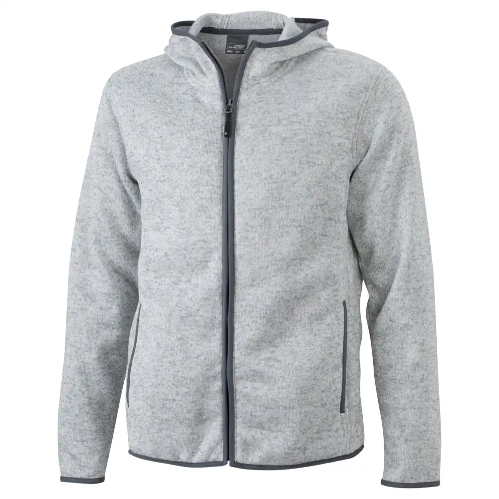 Strickfleece-Kapuzenjacke "JN589" in light-melange, 3XL - Bild 1