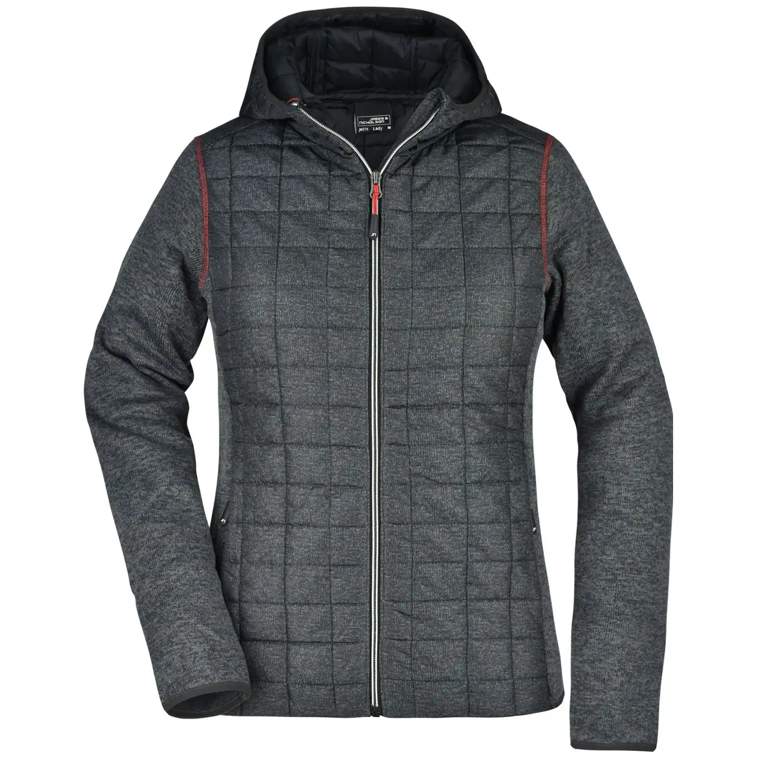 Damen Strickfleecejacke "JN771" in grey-melange/anthracite-melang, S - Bild 1