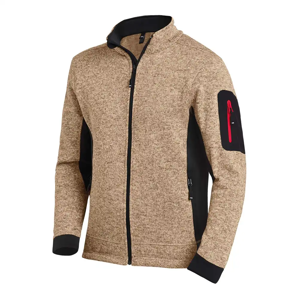 Strick Fleecejacke "CHRISTOPH" in beige/schwarz, M - Thumbnail 1