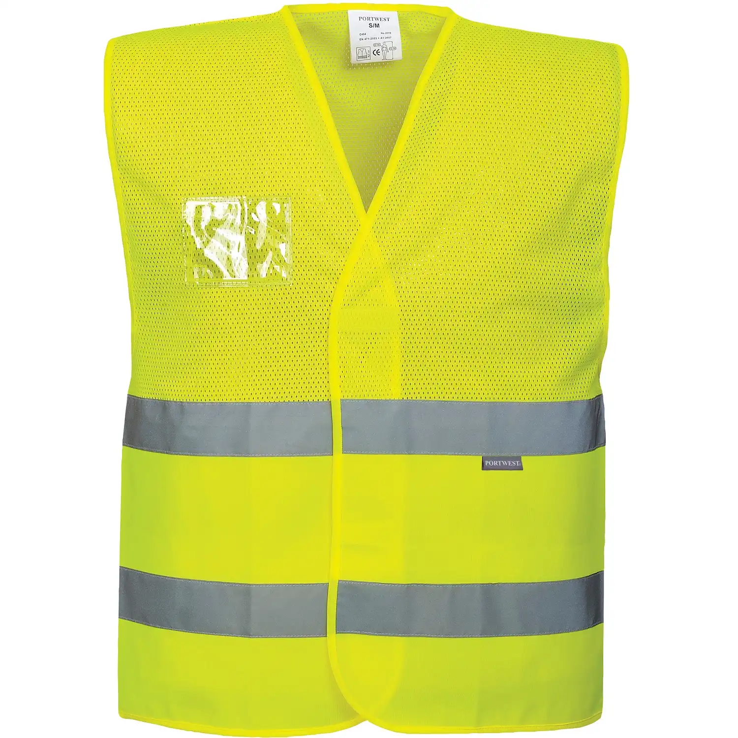 Mesh Warnweste mit Ausweistasche "C494" Kl. 1 in gelb, L/XL - Bild 1