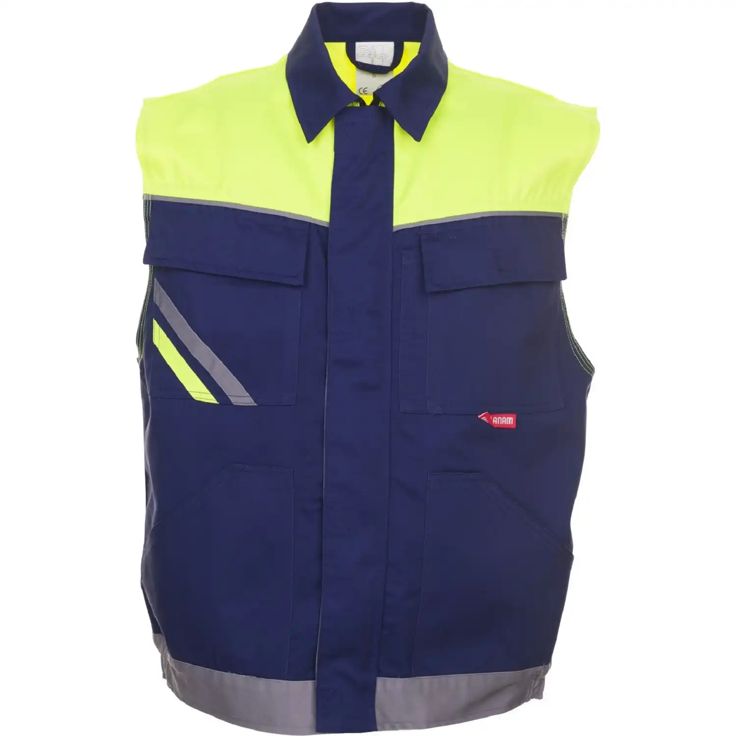 Arbeitsweste "VISLINE" in marine/gelb/zink, 4XL - Thumbnail 1