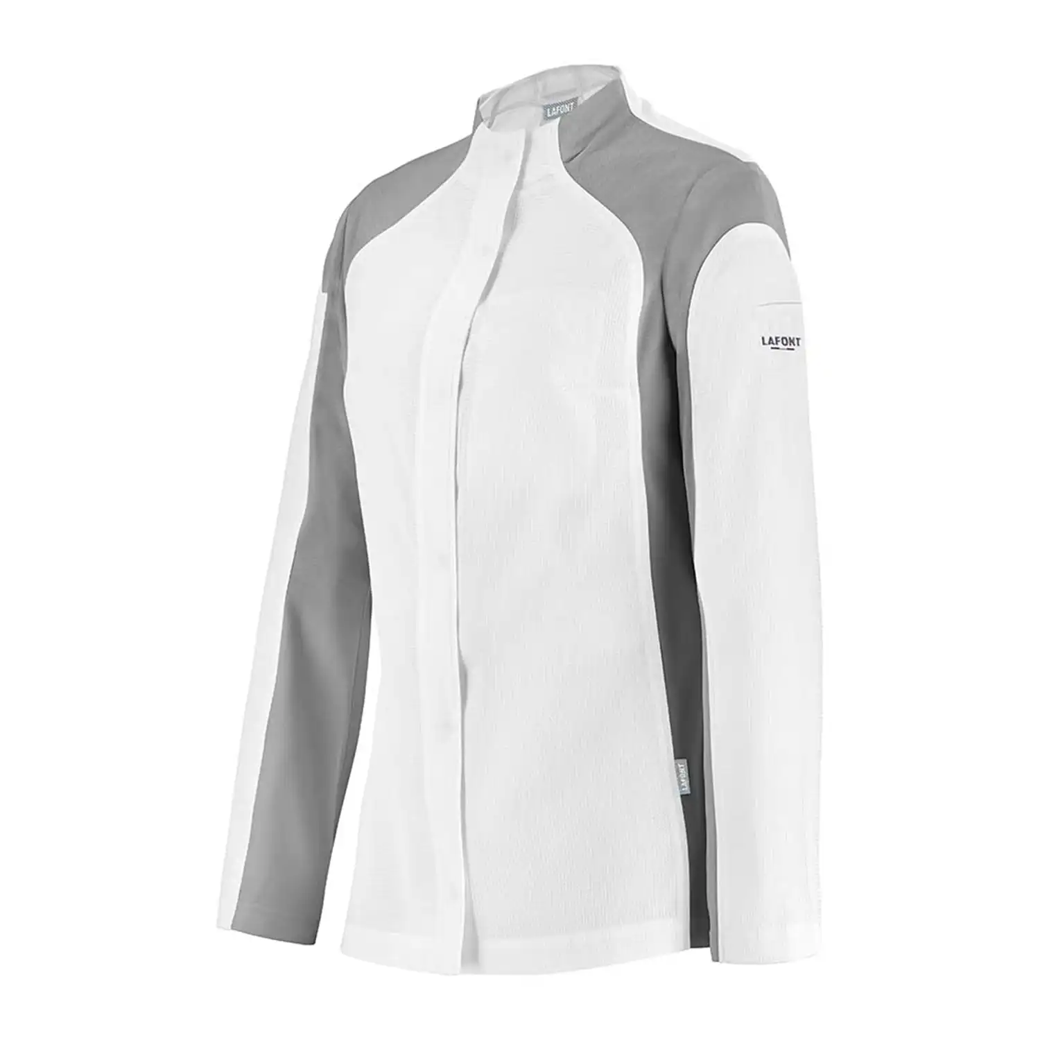 Damen Kochjacke "EMULSION" in weiß/grau, L - Thumbnail 2