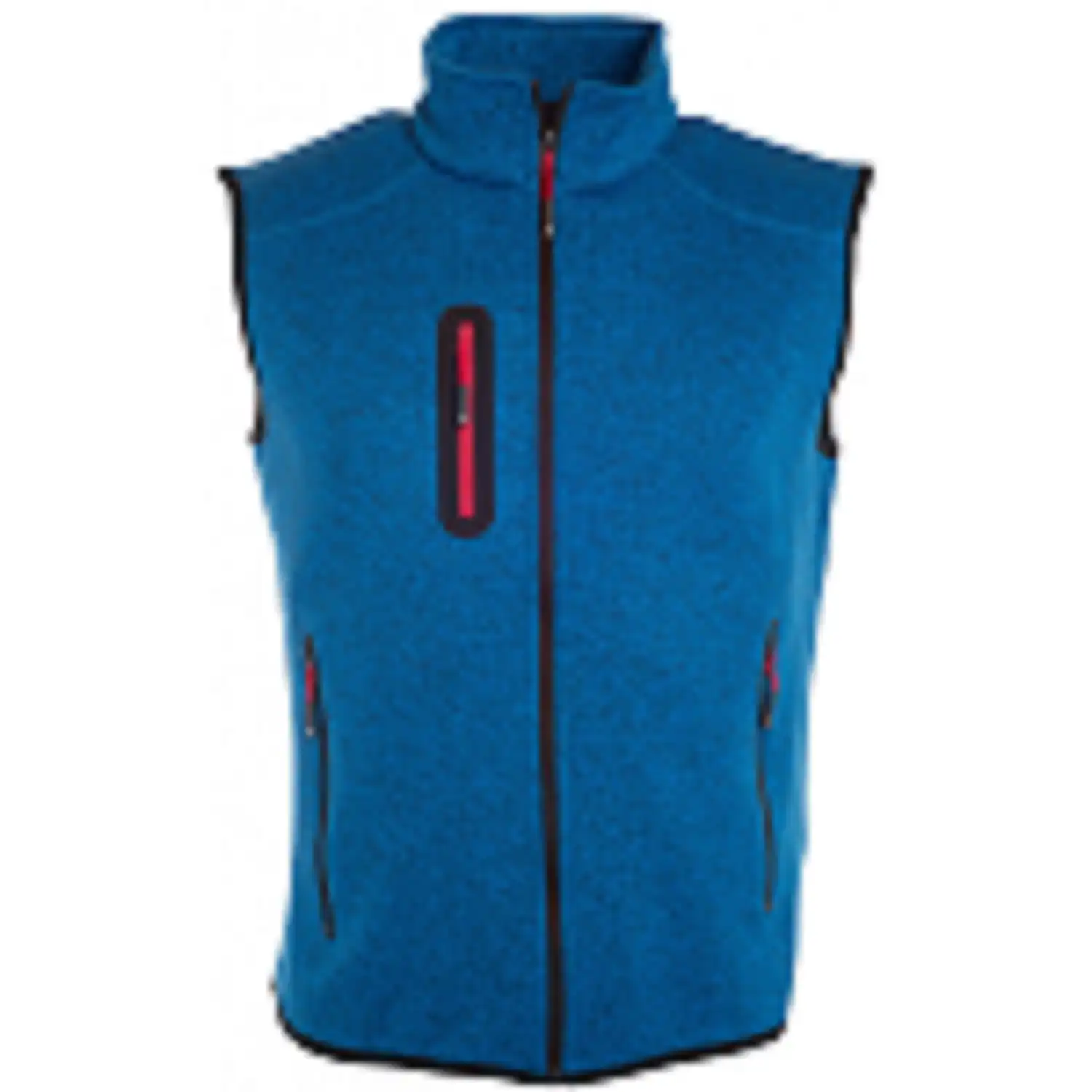 Strickfleece Weste "JN774" in royal-melange/red, S - Thumbnail 1