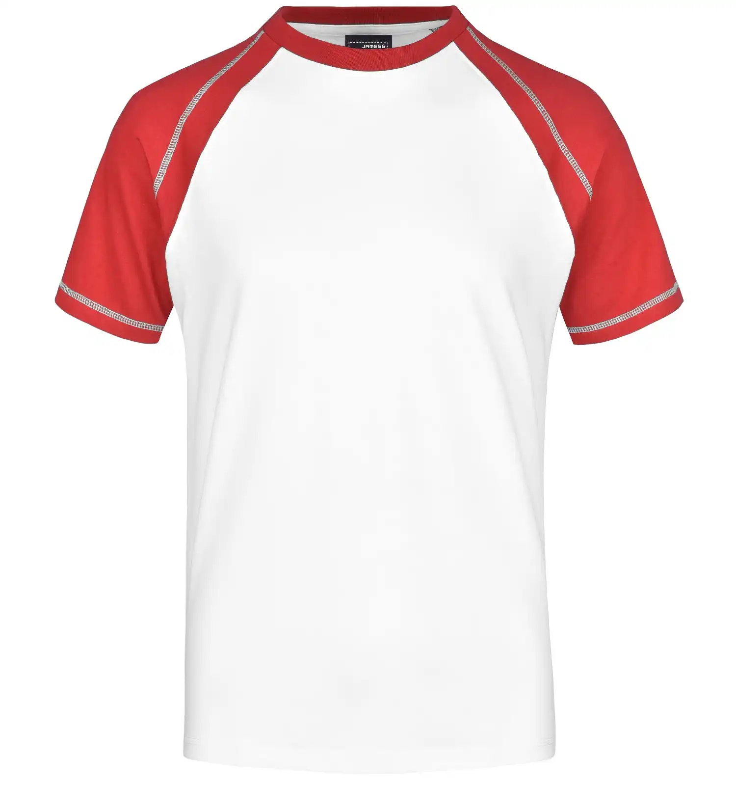 Raglan T-Shirt "JN010" in white/red, 3XL - Thumbnail 1