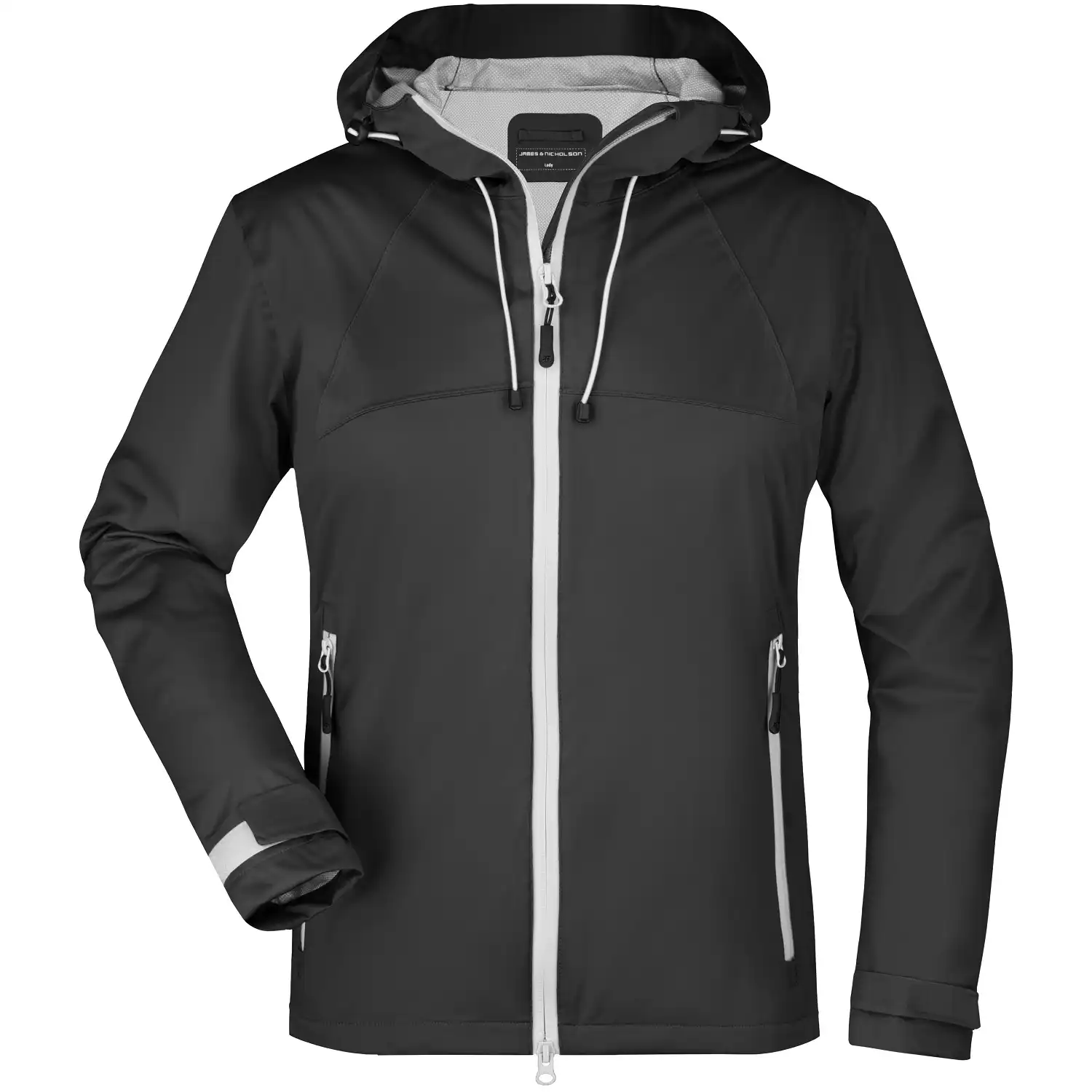 Damen Ultralight Regenjacke "JN1097" in black/silver, L - Thumbnail 1