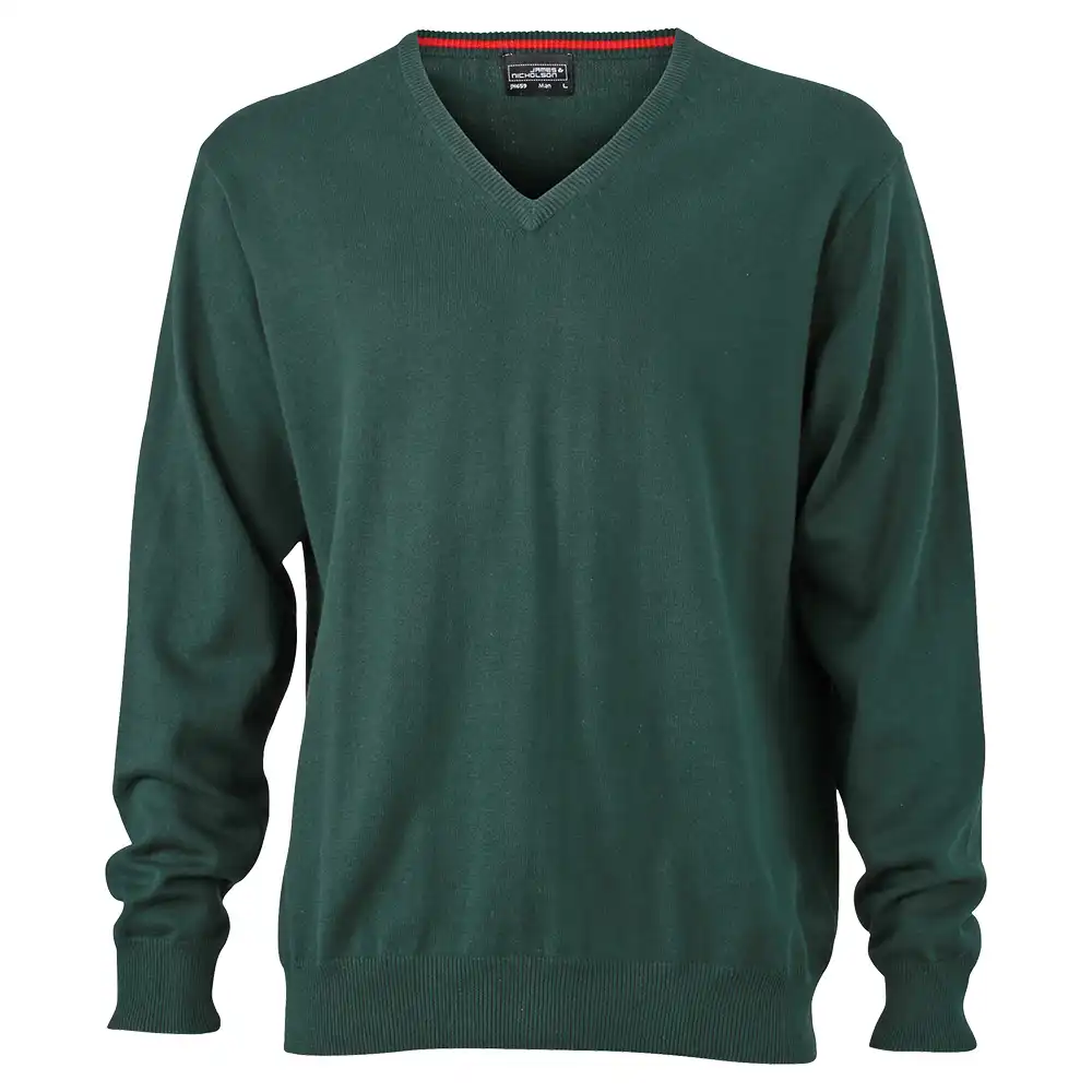V-Neck Pullover "JN659" in forest-green, XL - Thumbnail 1