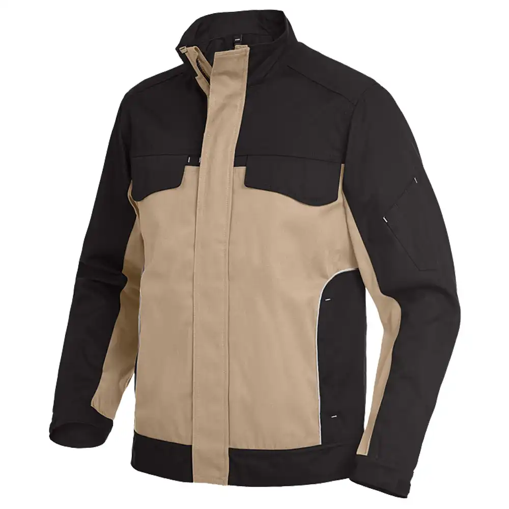 Premium Arbeitsjacke ERNST "Twill 300" in beige/schwarz, XXL - Thumbnail 1