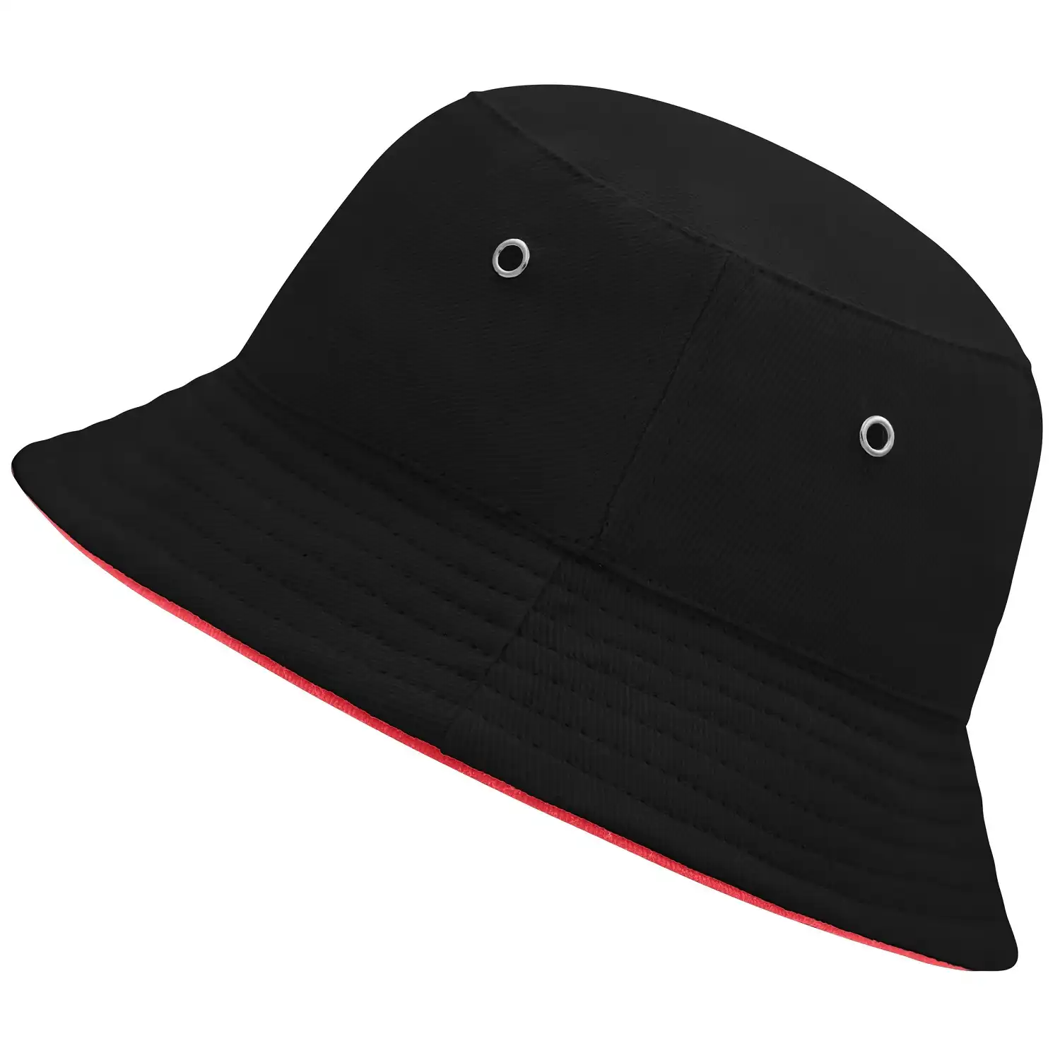 Kinder Fischerhut "MB013" Fisherman Piping Hat in black/red - Thumbnail 1