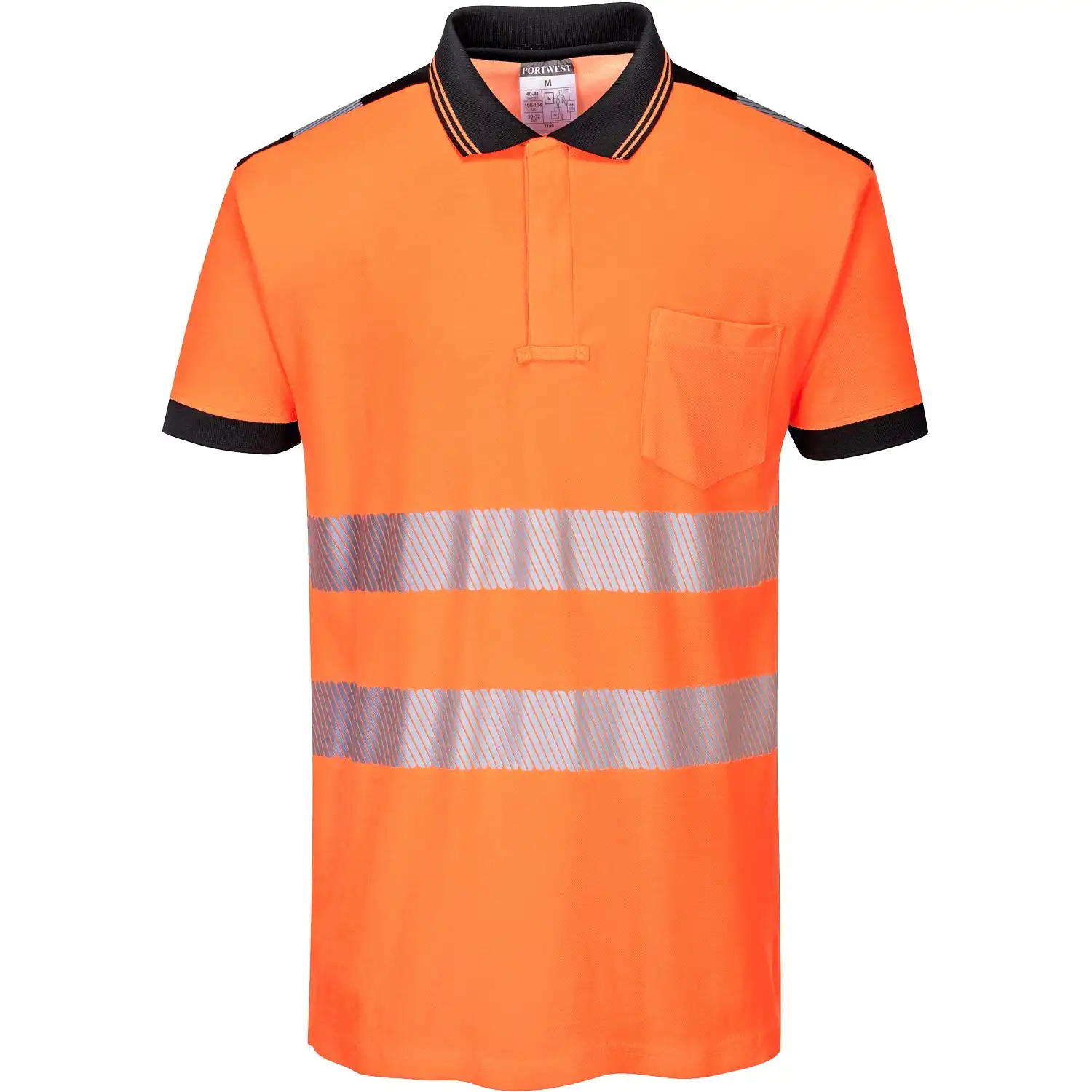 Warnschutz Polo-Shirt "T180" PW3 in orange/schwarz, XS - Bild 1