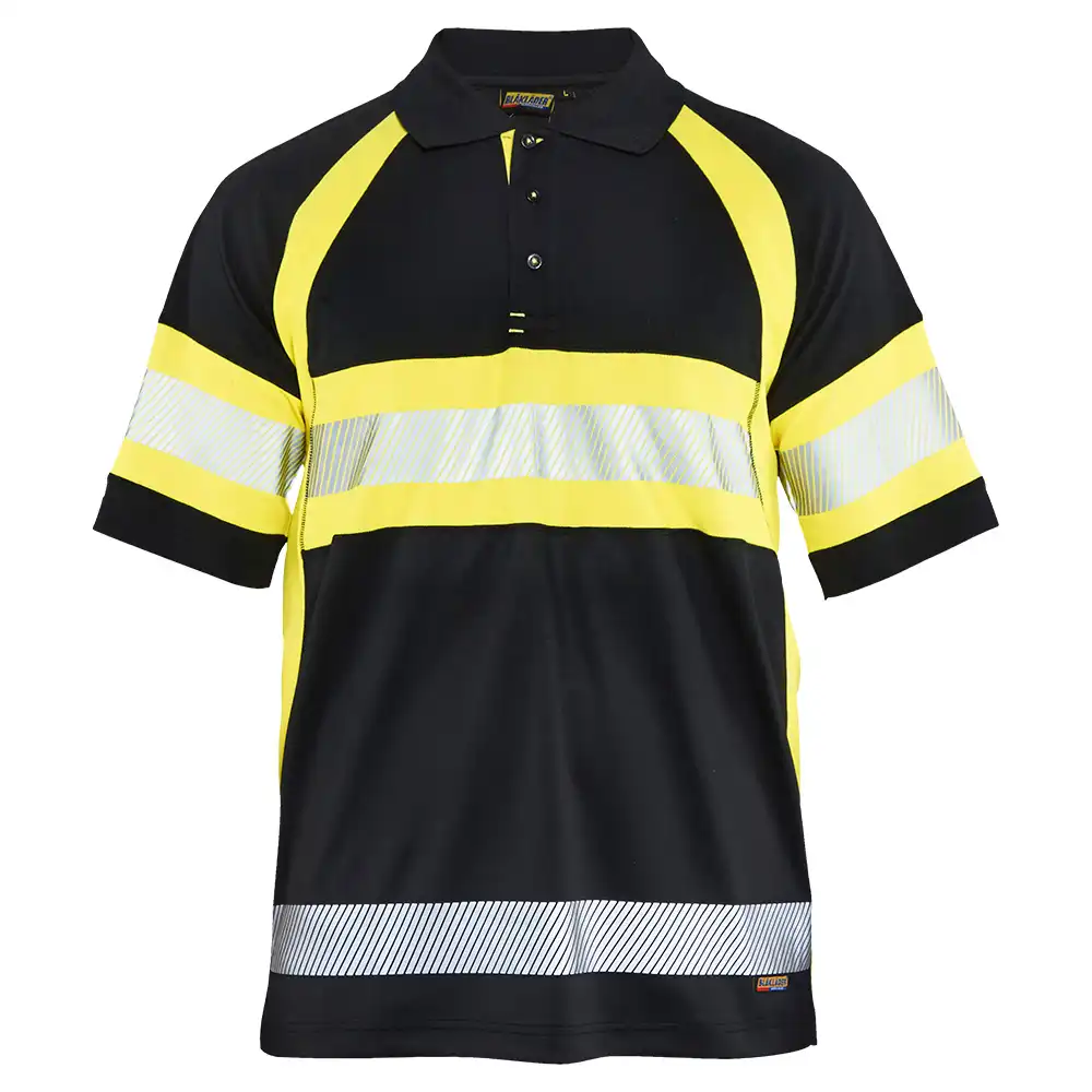 Warnschutz Polo-Shirt mit UV-Schutz "3338" in schwarz/gelb, L - Thumbnail 1