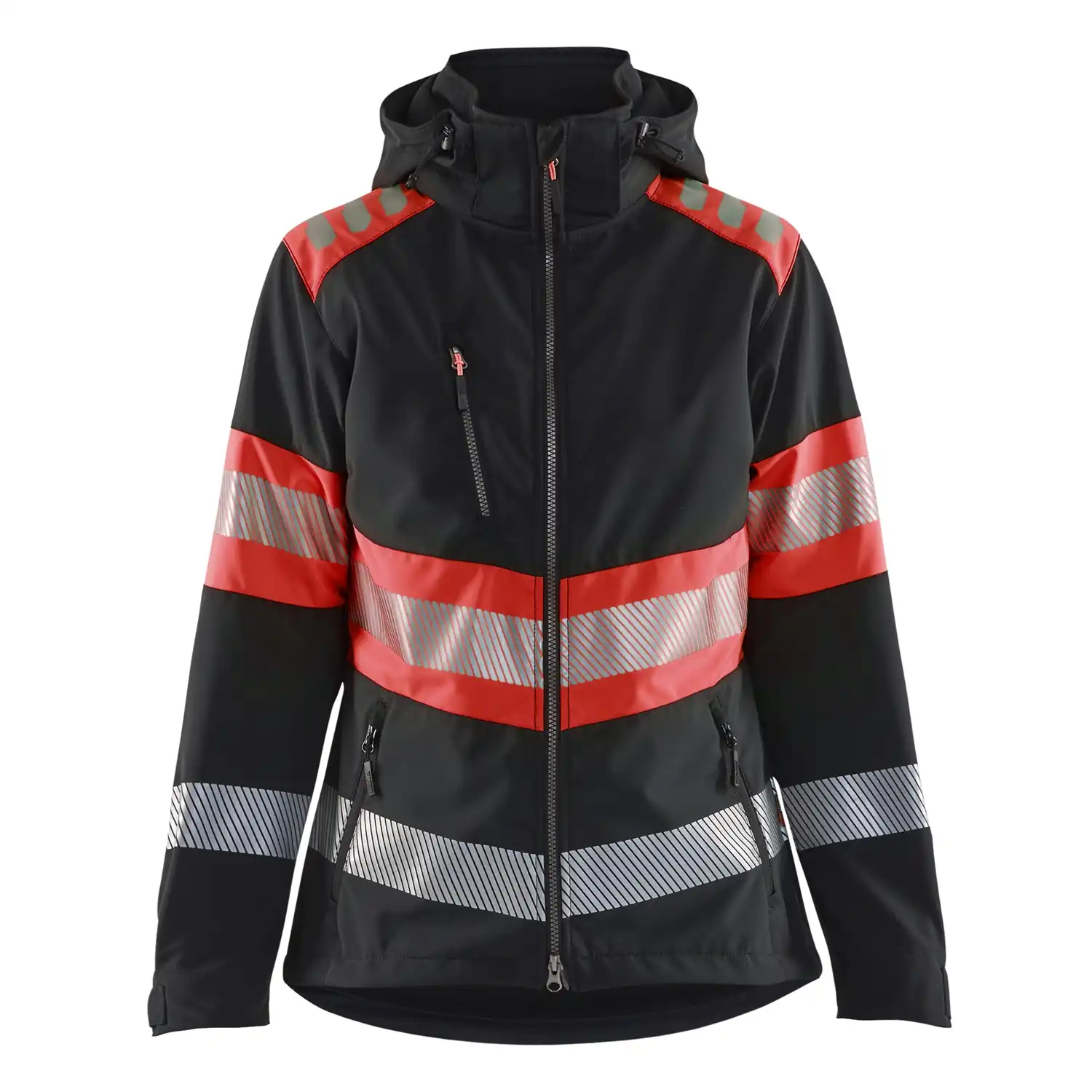 Damen Warnschutz Softshelljacke Kl. 1 "4404" in schwarz/rot, 3XL - Thumbnail 1