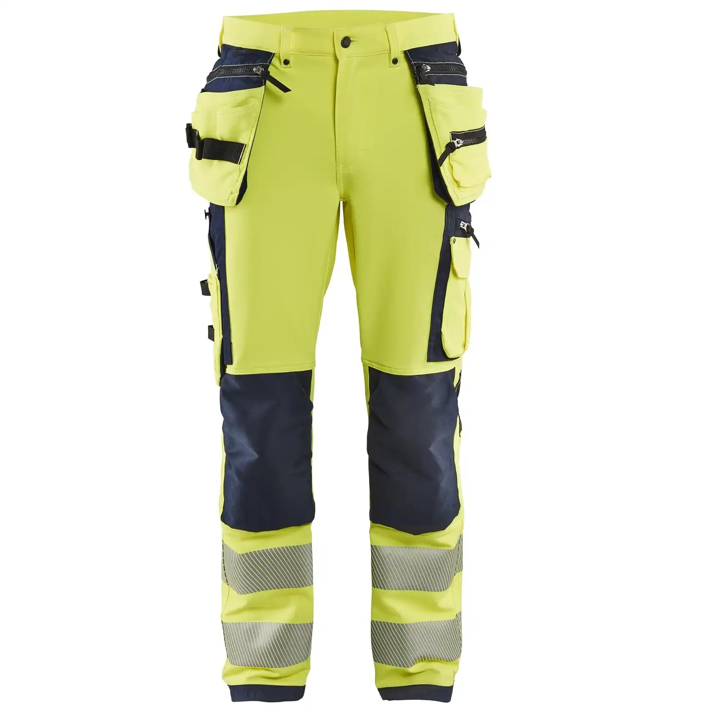 Warnschutz Stretch Handwerkerhose "1997" in gelb/marine, C146 - Thumbnail 1