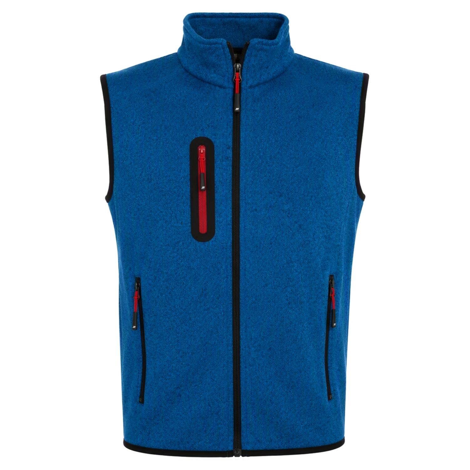 Strickfleece Weste "JN774" in royal-melange/red, S - Bild 1