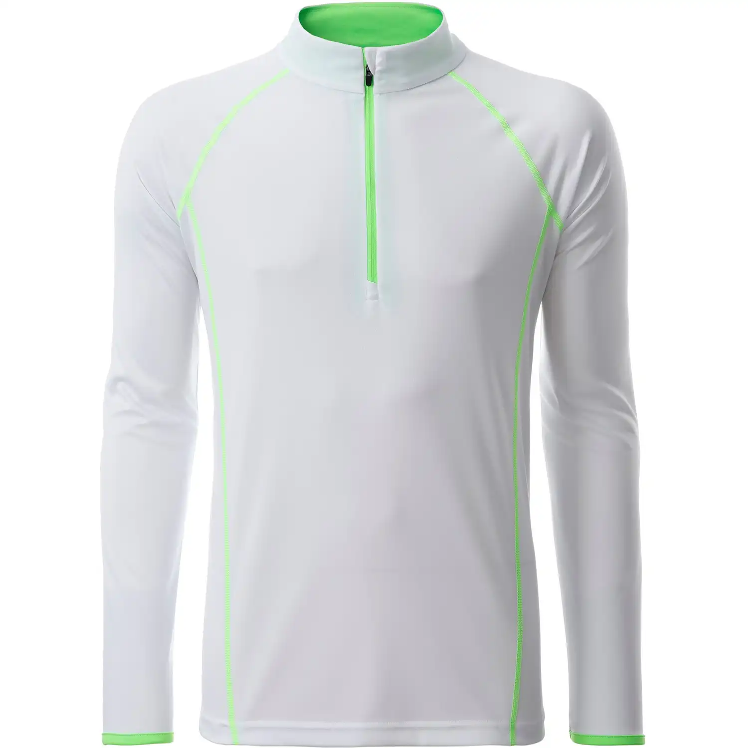Funktionsshirt Langarm "JN498" in white/bright-green, L - Thumbnail 1