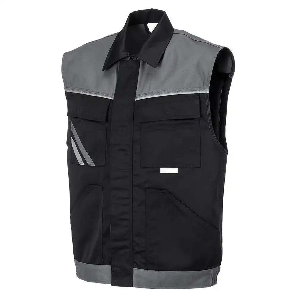 Arbeitsweste "HIGHLINE" 285g/m² Canvas-Besatz in schwarz/schiefer/zink, M - Thumbnail 1