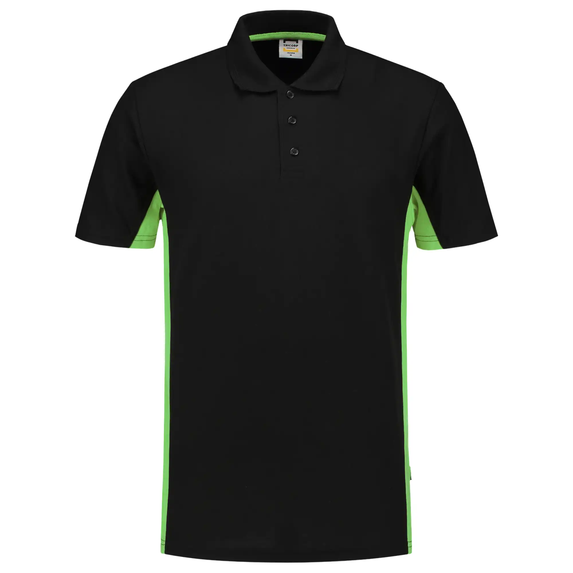 Polo-Shirt Bicolor "202004" Workwear in XS, black/lime - Thumbnail 1