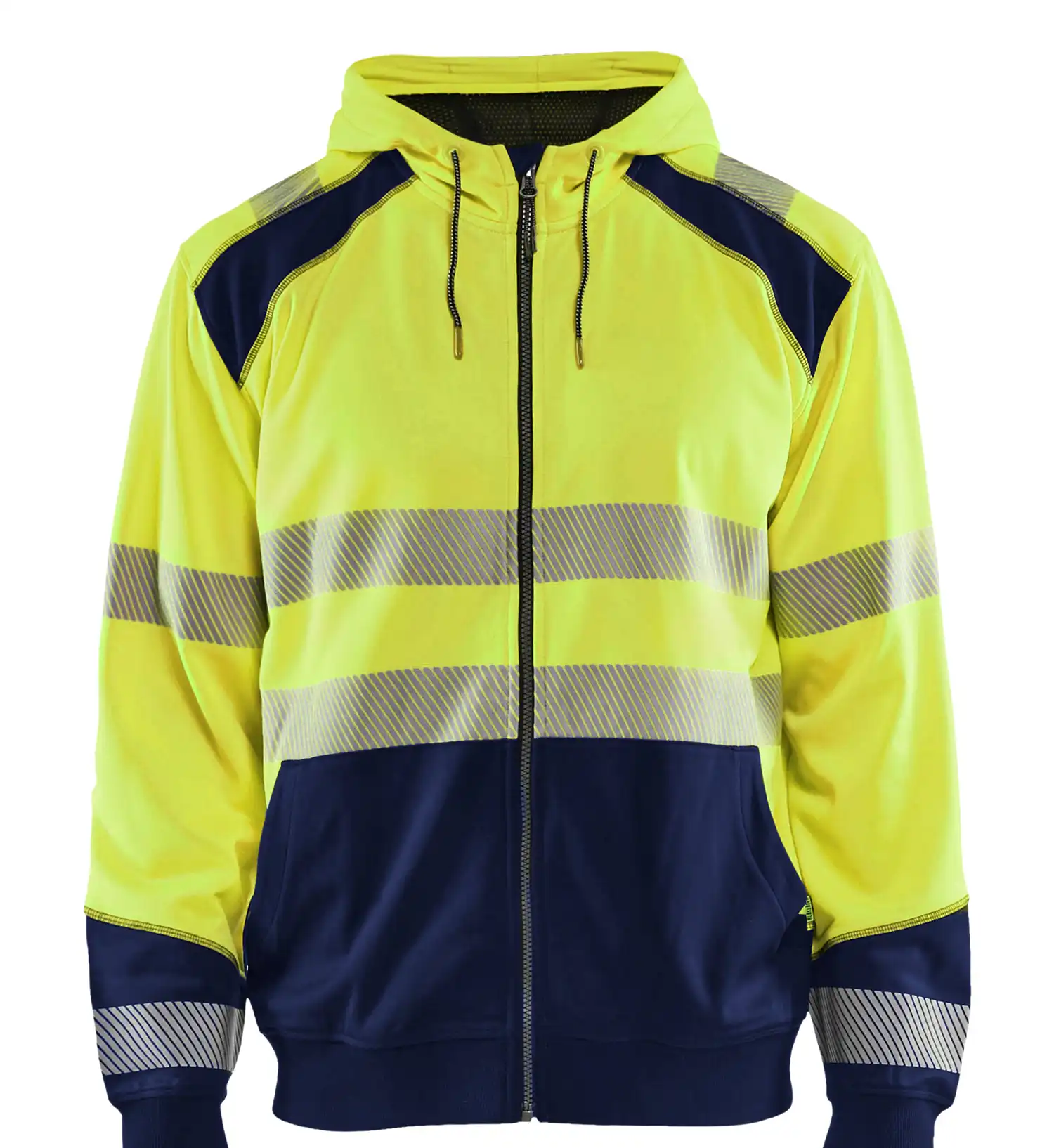 Warnschutz Kapuzen-Sweatjacke "3546" in gelb/marine, 3XL - Thumbnail 1