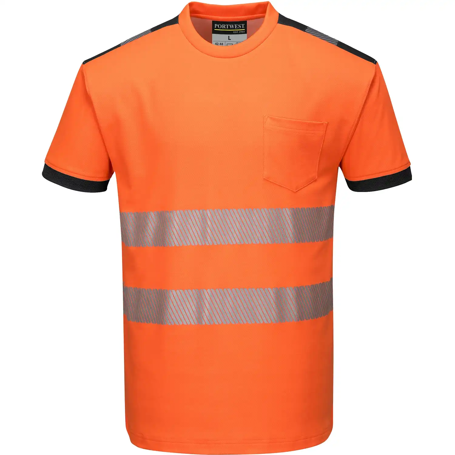 Warnschutz T-Shirt "T181" PW3 in orange/schwarz, 4XL - Bild 1