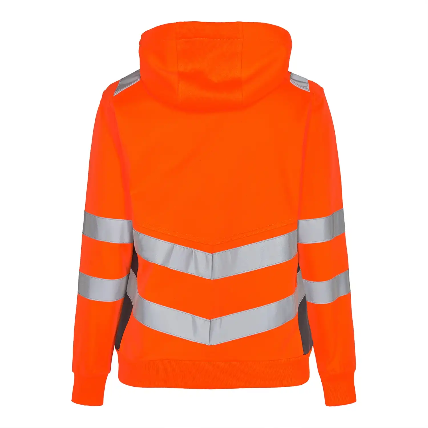 Damen Warnschutz Kapuzen Sweatjacke "8027-241" Safety Kl. 2 in orange/grau, S - Thumbnail 2