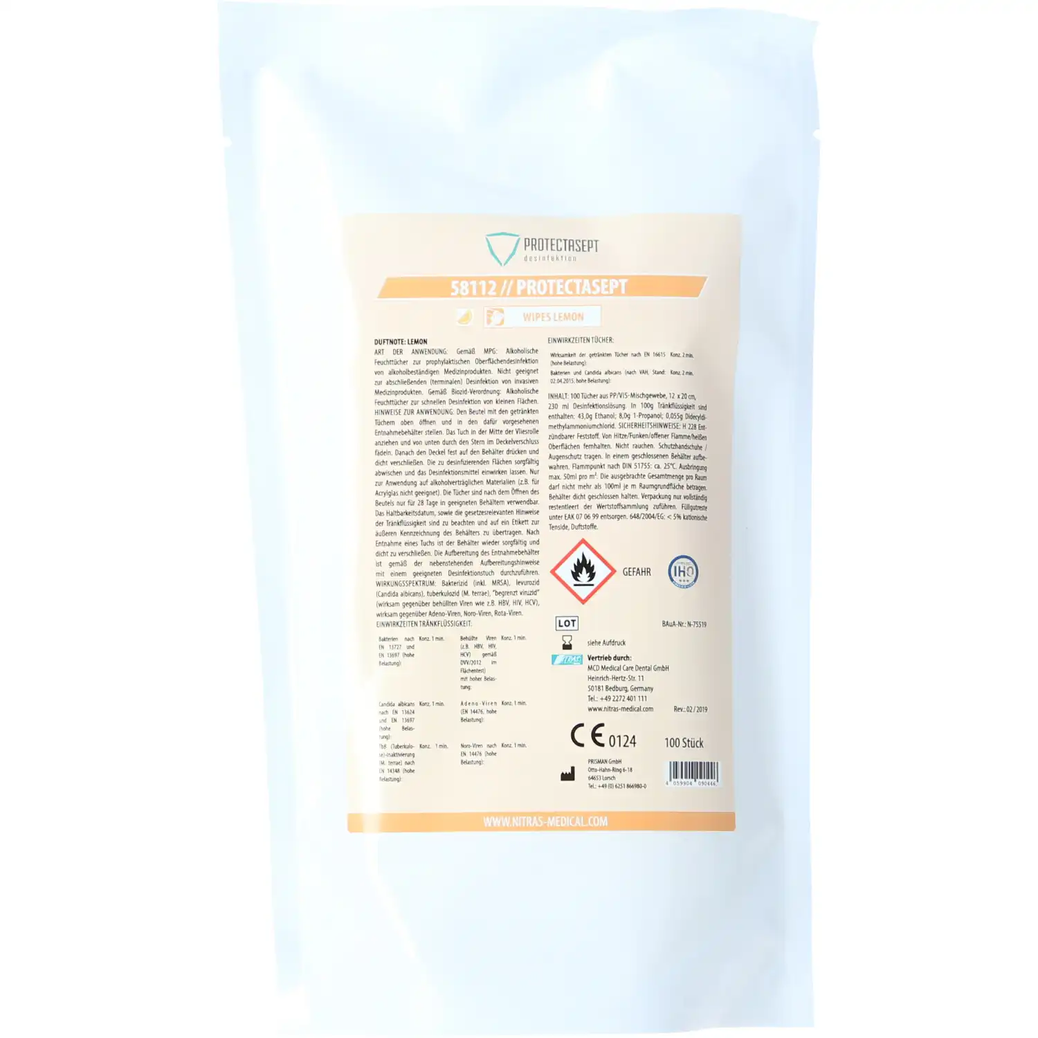 Nachfüllpack für Spenderdose mit Desinfektionstüchern | 100 Stk. - Thumbnail 1