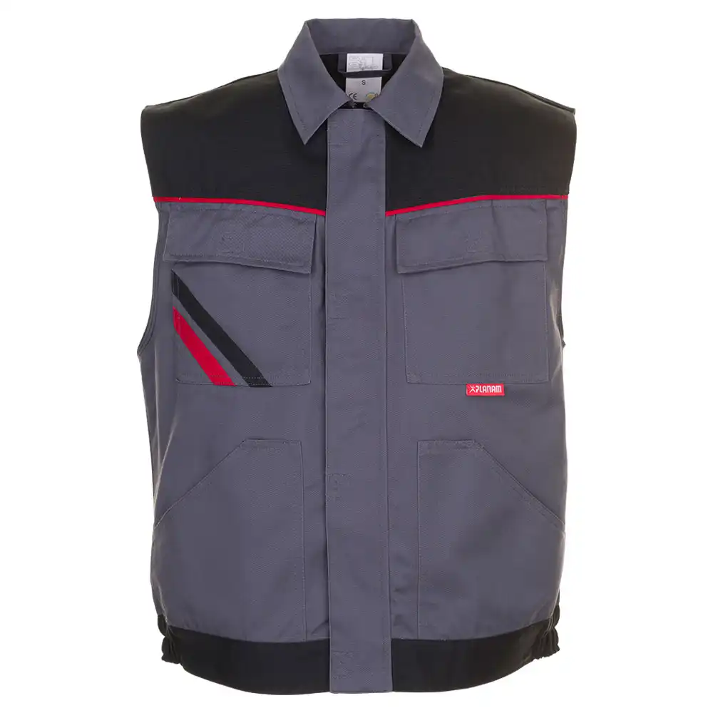 Arbeitsweste "HIGHLINE" 285g/m² Canvas-Besatz in schiefer/schwarz/rot, 4XL - Thumbnail 1