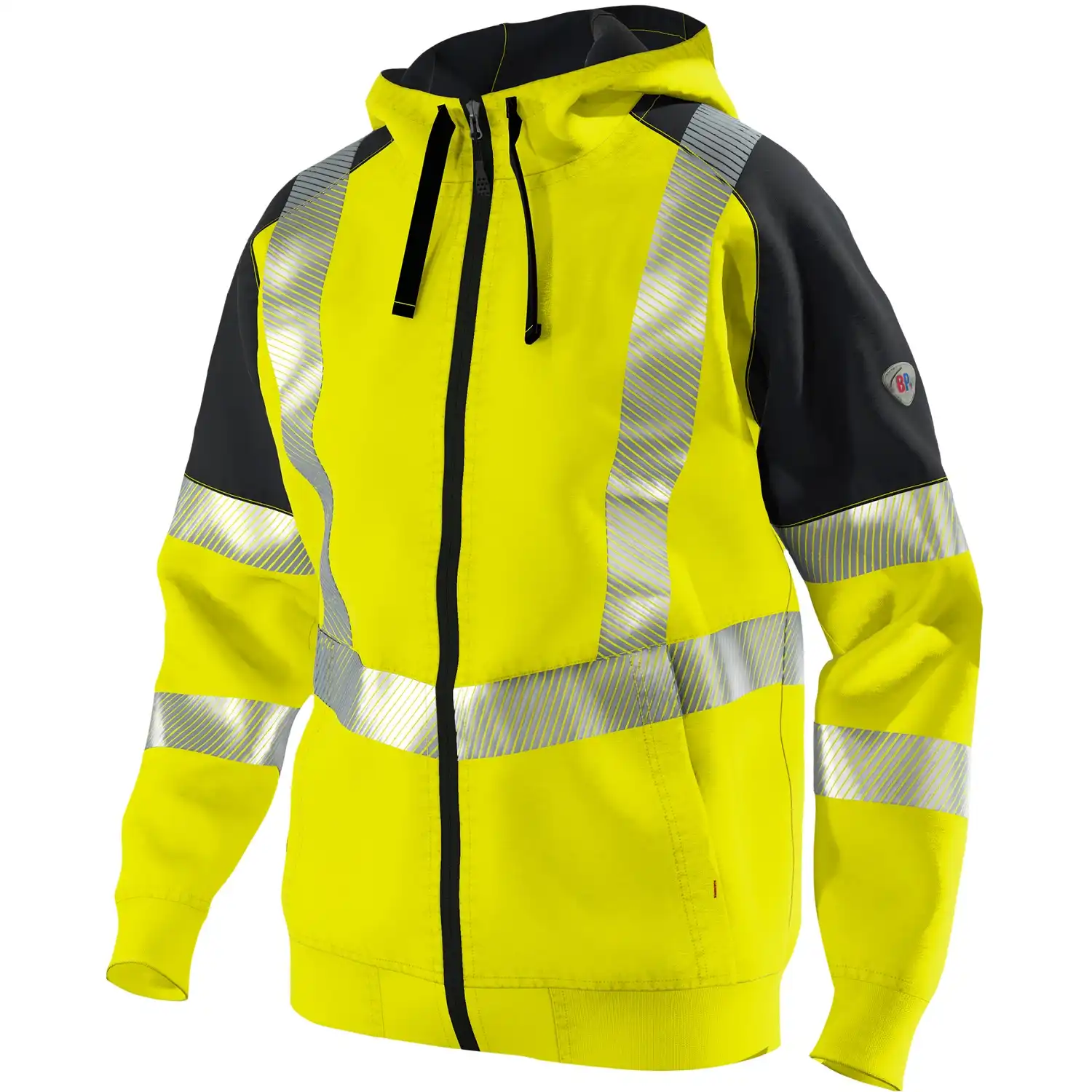 Warnschutz Kapuzen-Sweatjacke "2138-873" Hi-Vis Stretch in warngelb/anthrazit, XL - Thumbnail 1