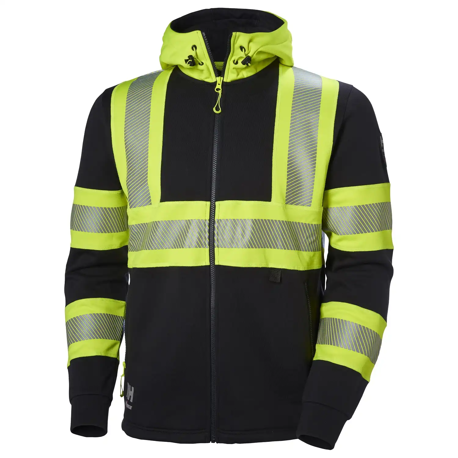 Warnschutz Kapuzen-Sweatjacke "ICU" in gelb/schwarz, XL - Thumbnail 1