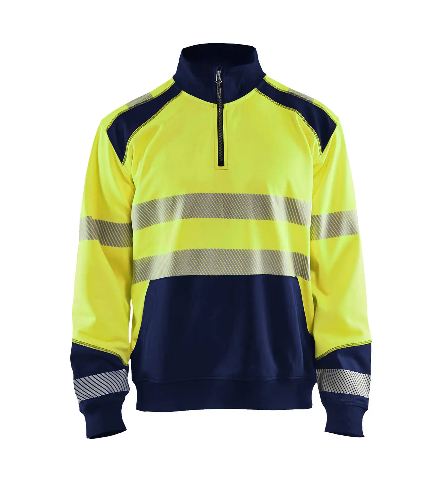 Warnschutz Zip-Sweatshirt "3556" in gelb/marine, 3XL - Thumbnail 1