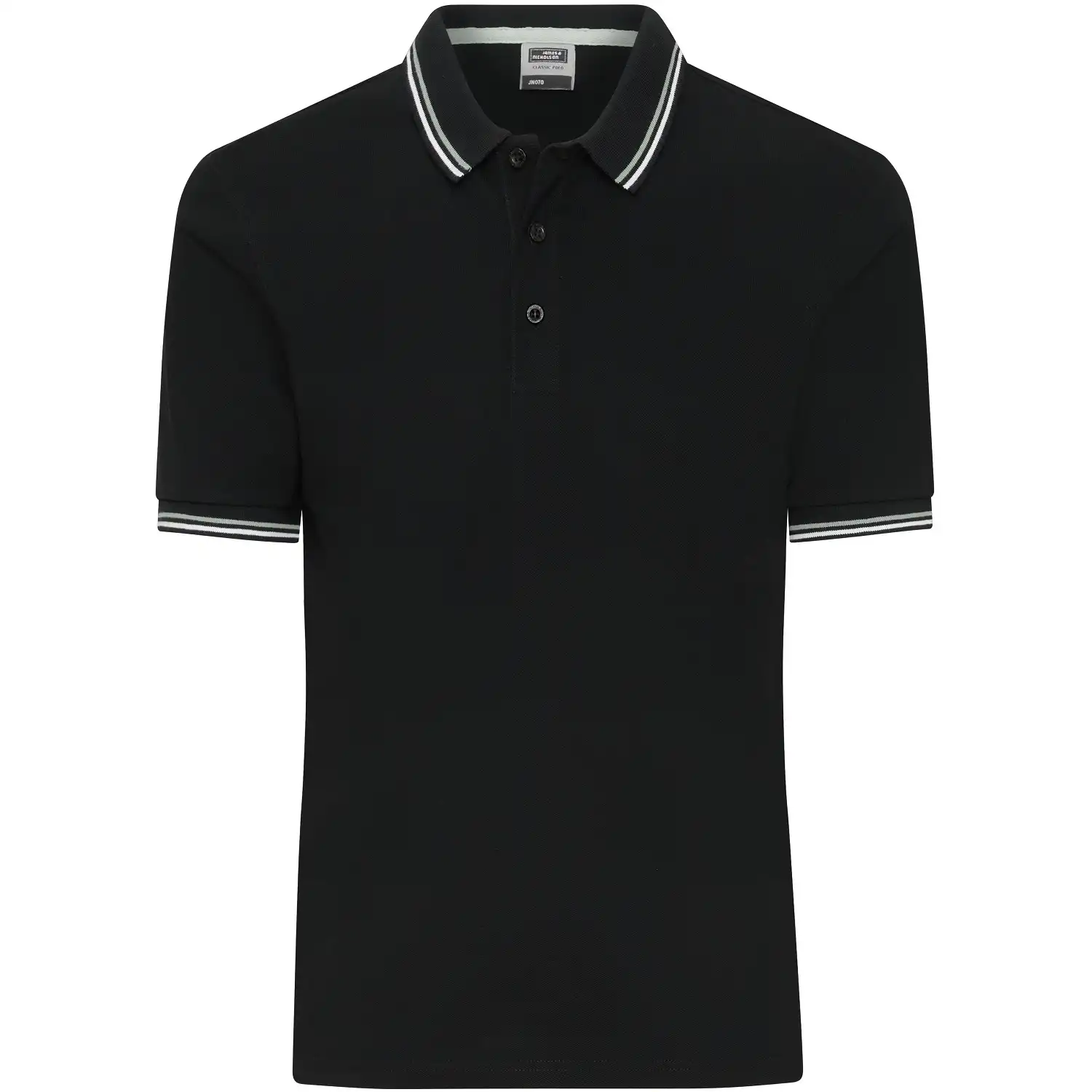 Polo-Shirt "JN1306" in black/white/grey, L - Thumbnail 1