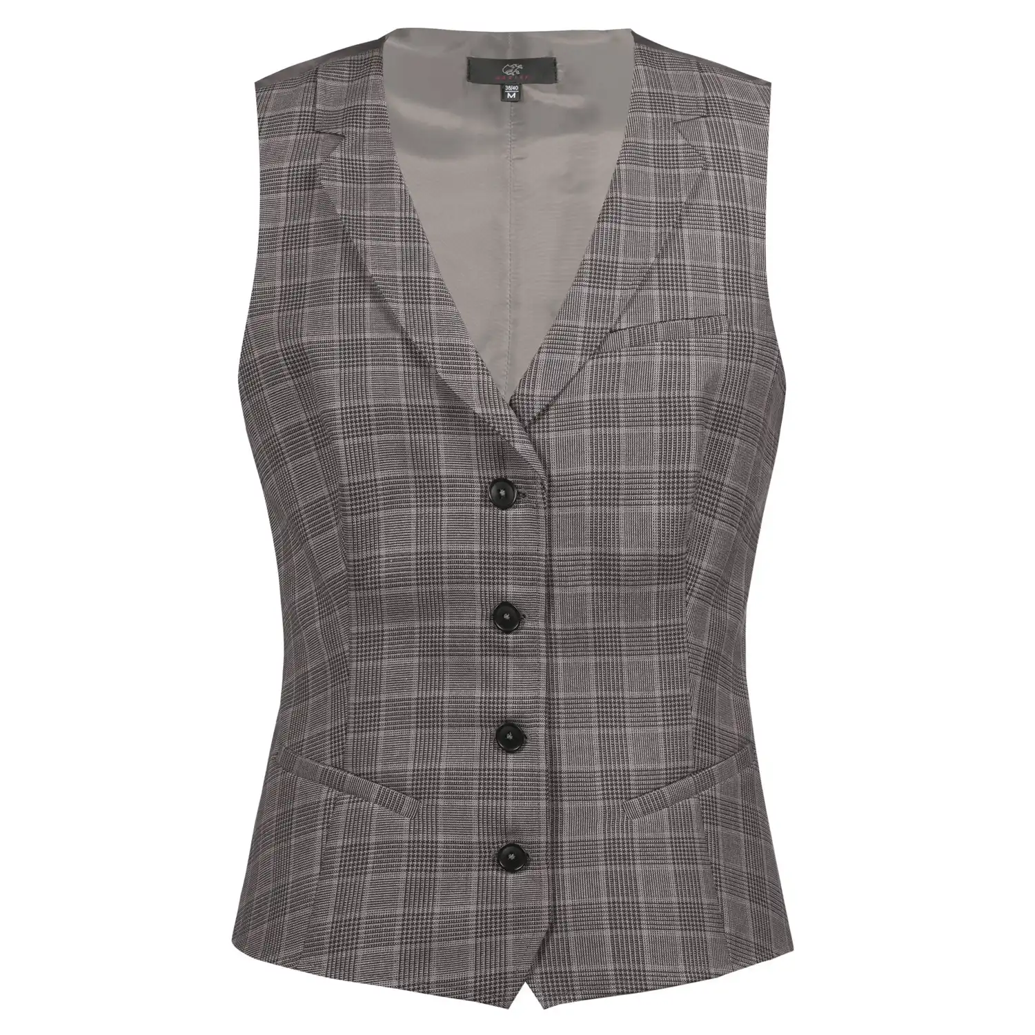 Damen Gastro Weste Glencheck "1715" in braun, L - Thumbnail 1