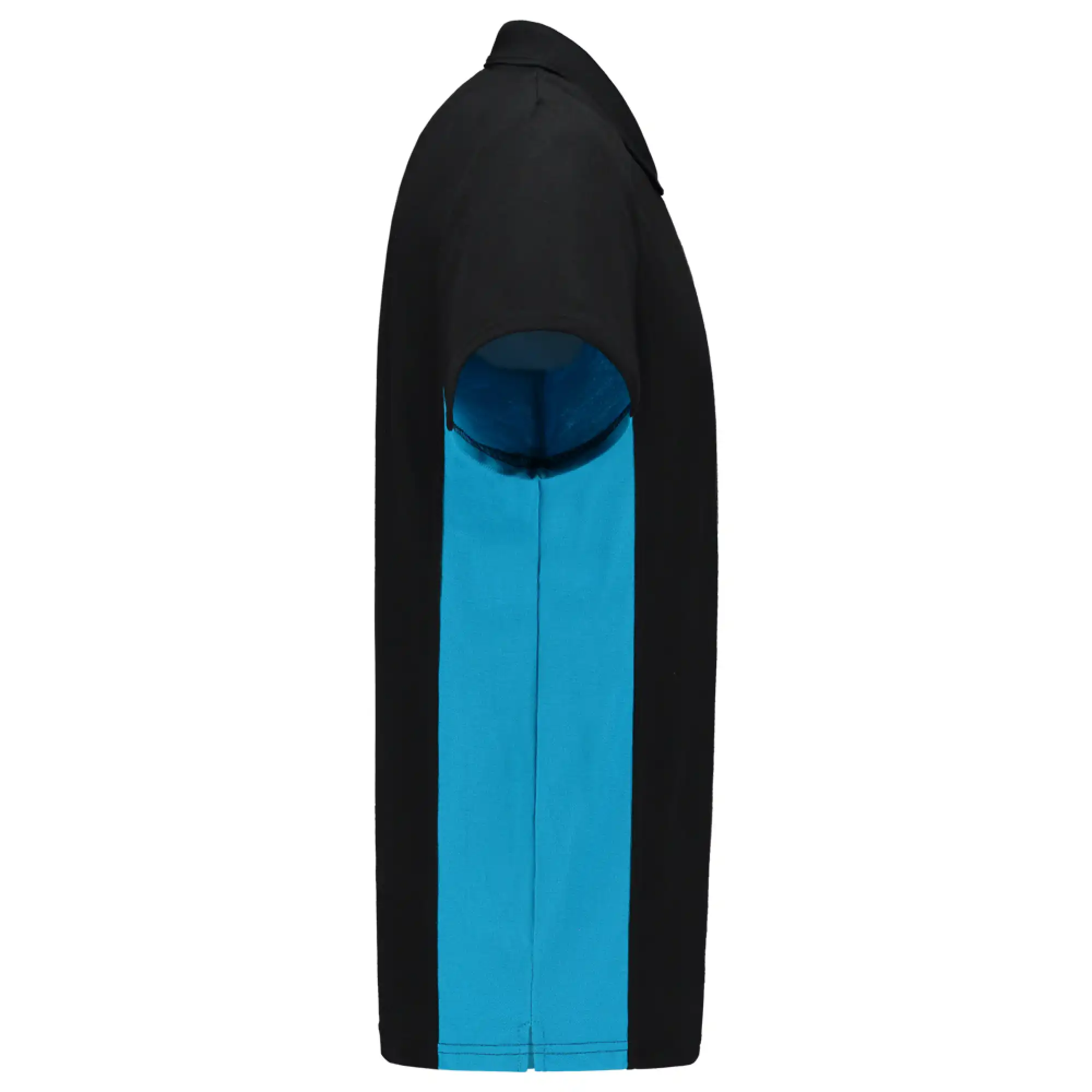 Pocket Polo-Shirt Bicolor "202002" Workwear in XS, black/turquoise - Thumbnail 4