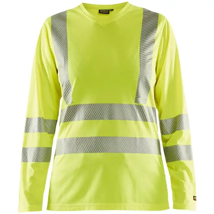 Damen Warnschutz Langarmshirt mit UV-Schutz "3485" in gelb, 3XL - Thumbnail 1