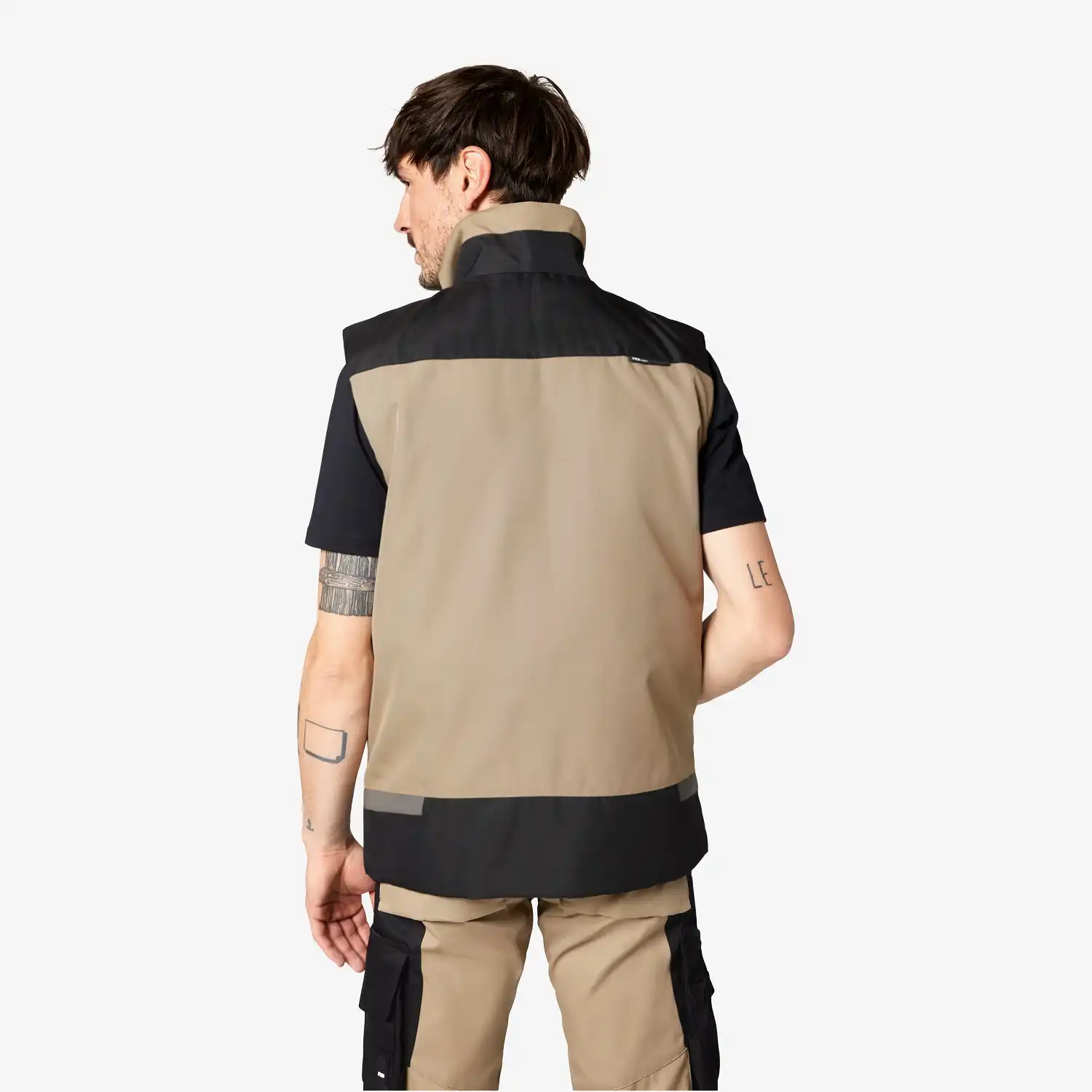 Softshell Arbeitsweste "HAUKE" in beige/schwarz, XXL - Thumbnail 2