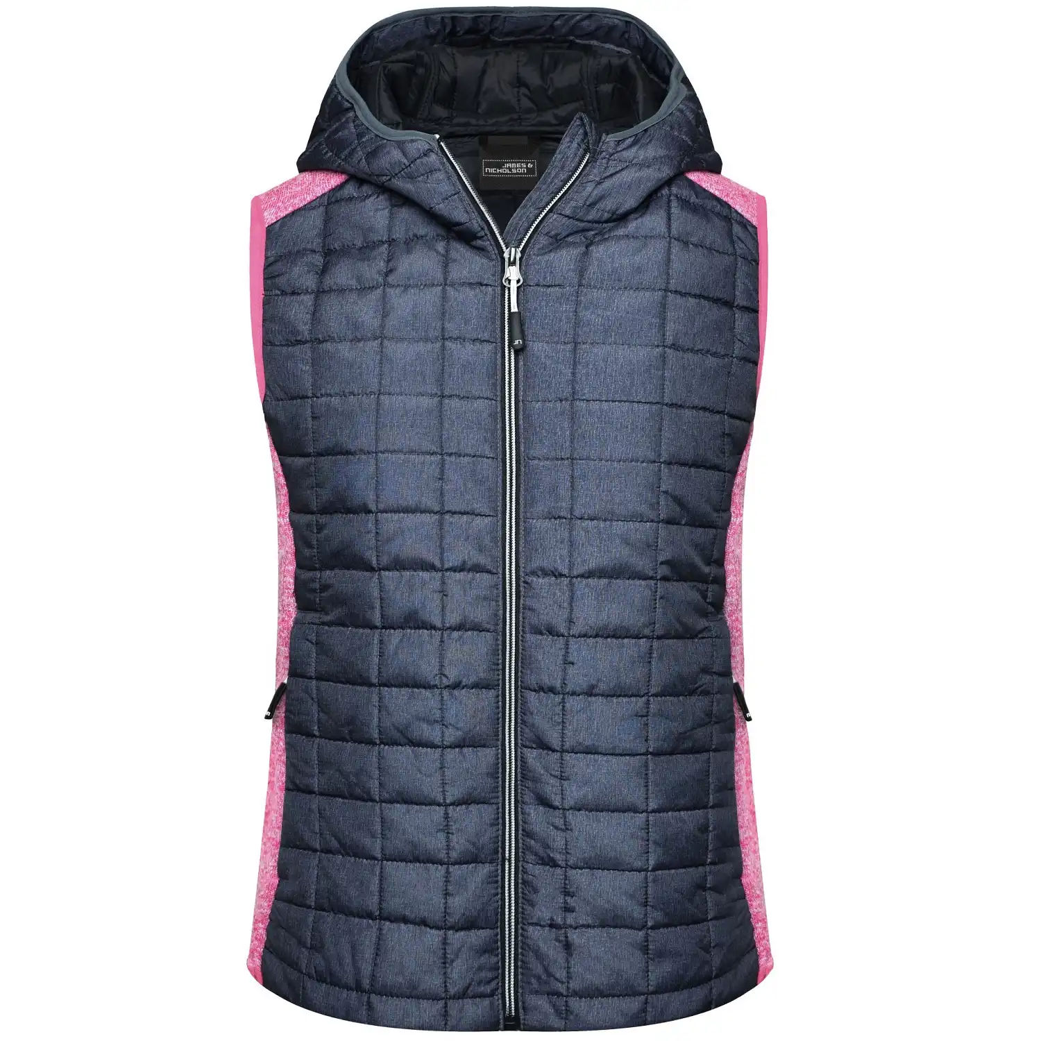 Damen Kapuzenweste "JN767" in pink-melange/anthracite-melang, S - Thumbnail 1