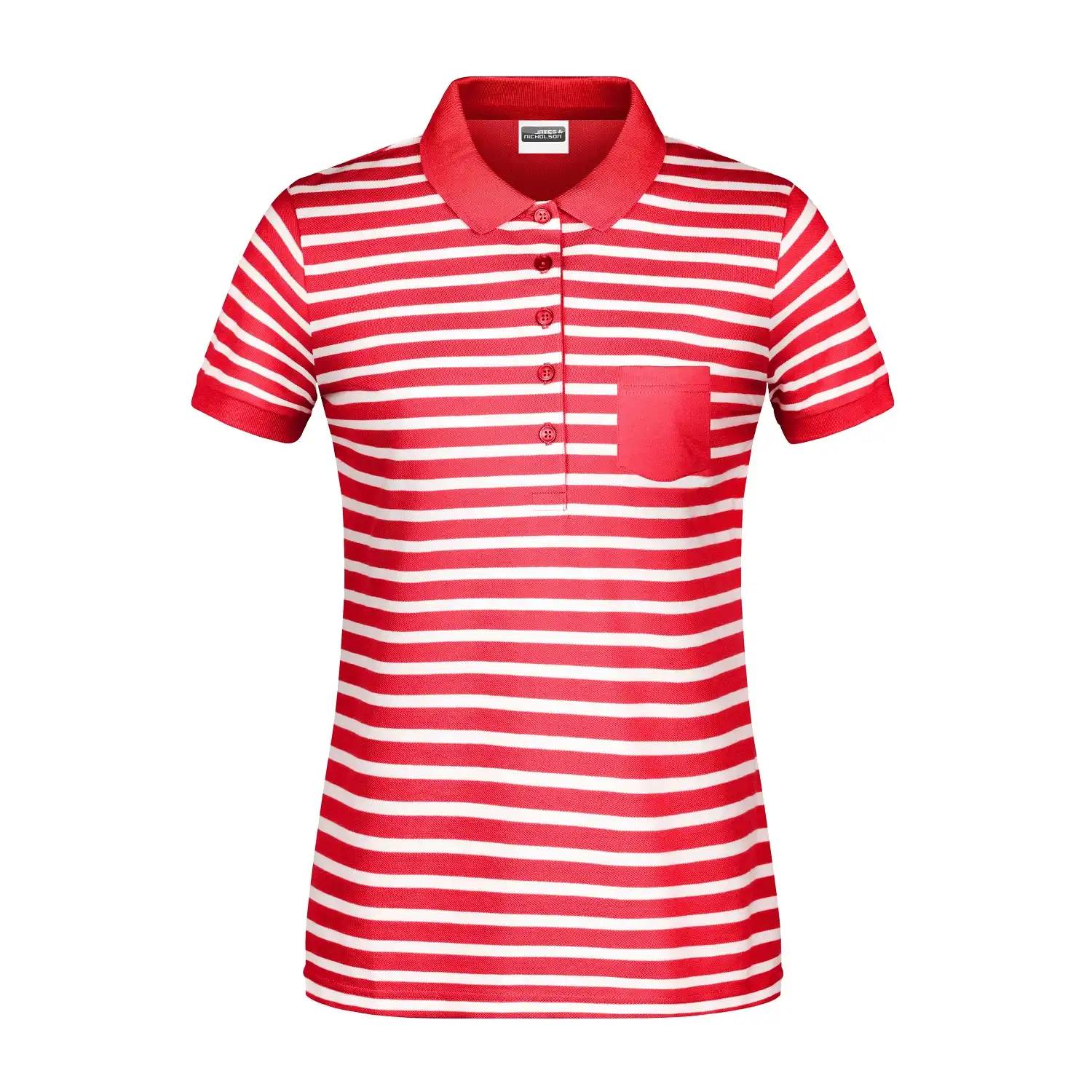 Damen Polo Striped "8029" in red/white, L - Bild 1